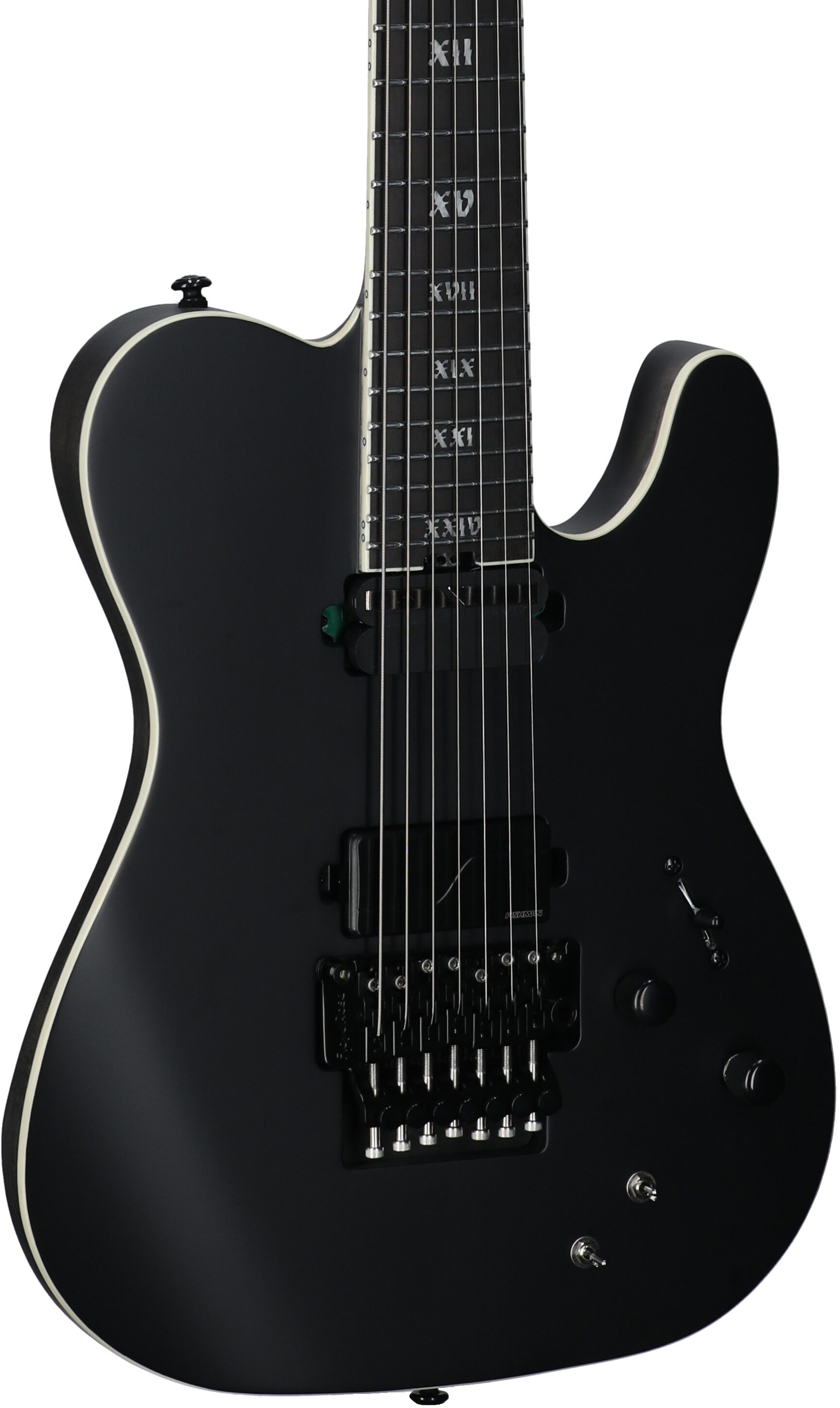 Schecter PT-7 FR-S SLS Elite Evil Twin Electric Guitar, 7-String, Satin Black, Full Left Front