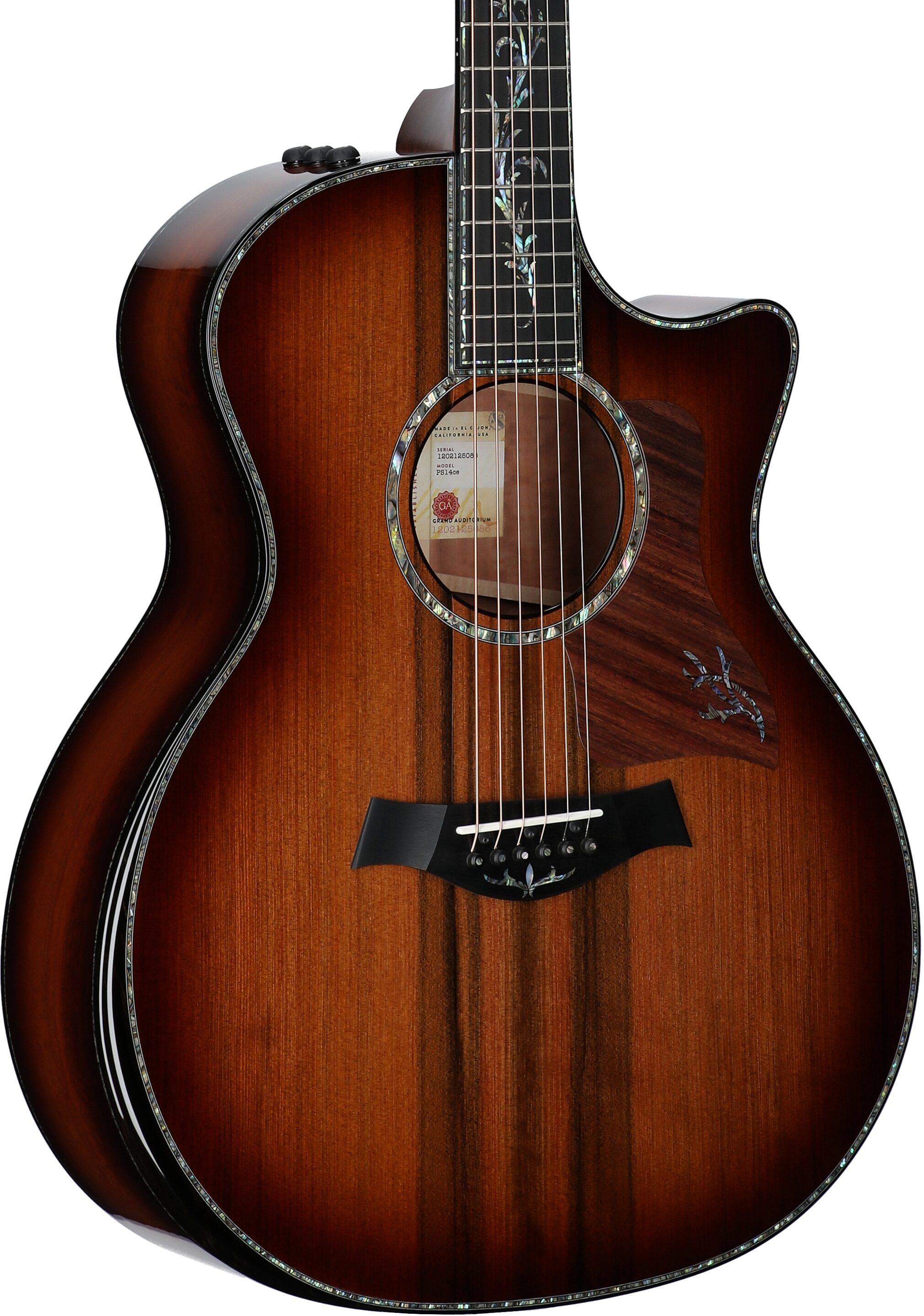 Taylor PS14ce Urban Ironbark Grand Auditorium Acoustic-Electric Guitar (with Case), Shaded Edgeburst, Full Left Front