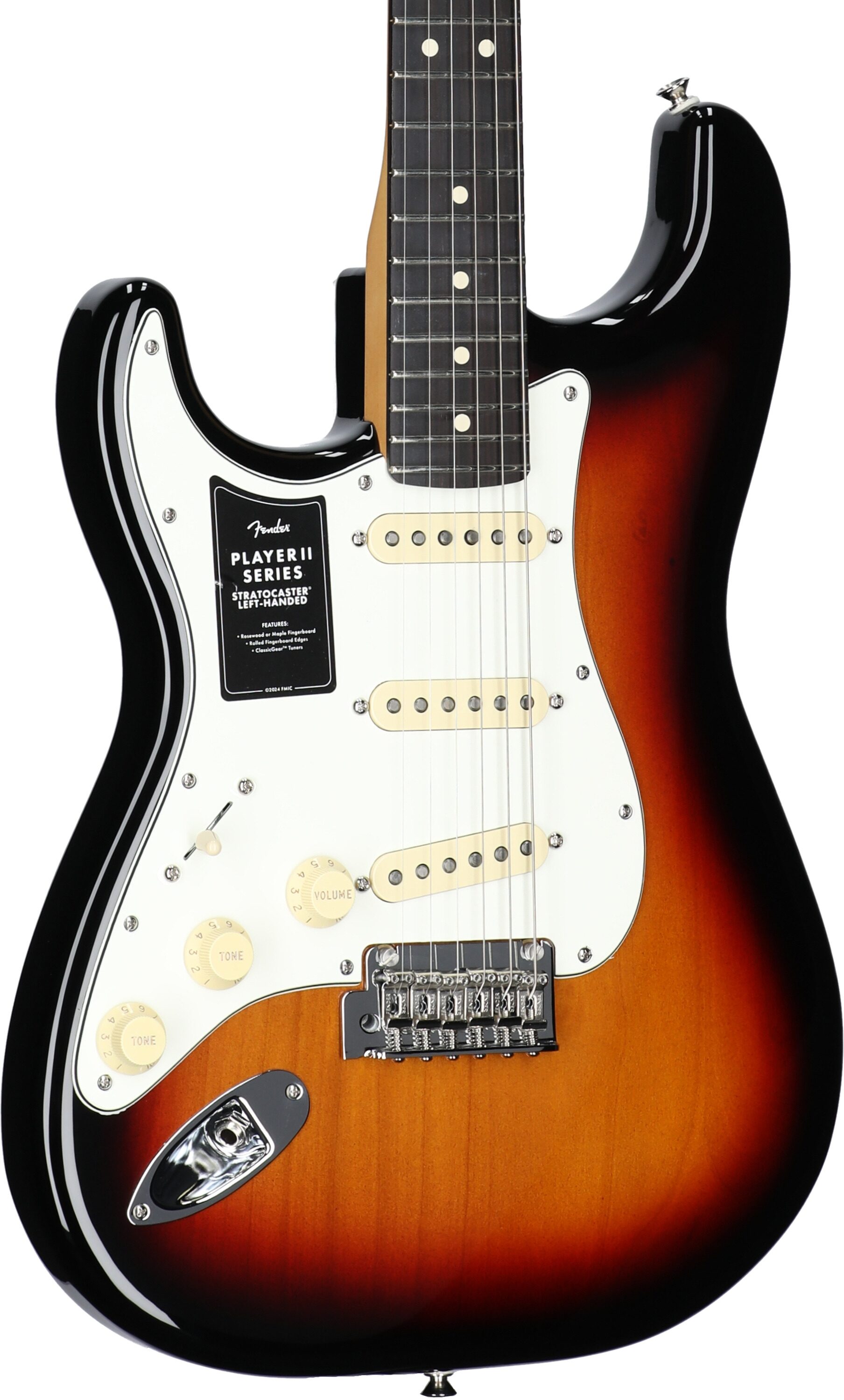Fender Player II Stratocaster Electric Guitar, Left-Handed (with Rosewood Fingerboard), 3-Color Sunburst, Full Left Front