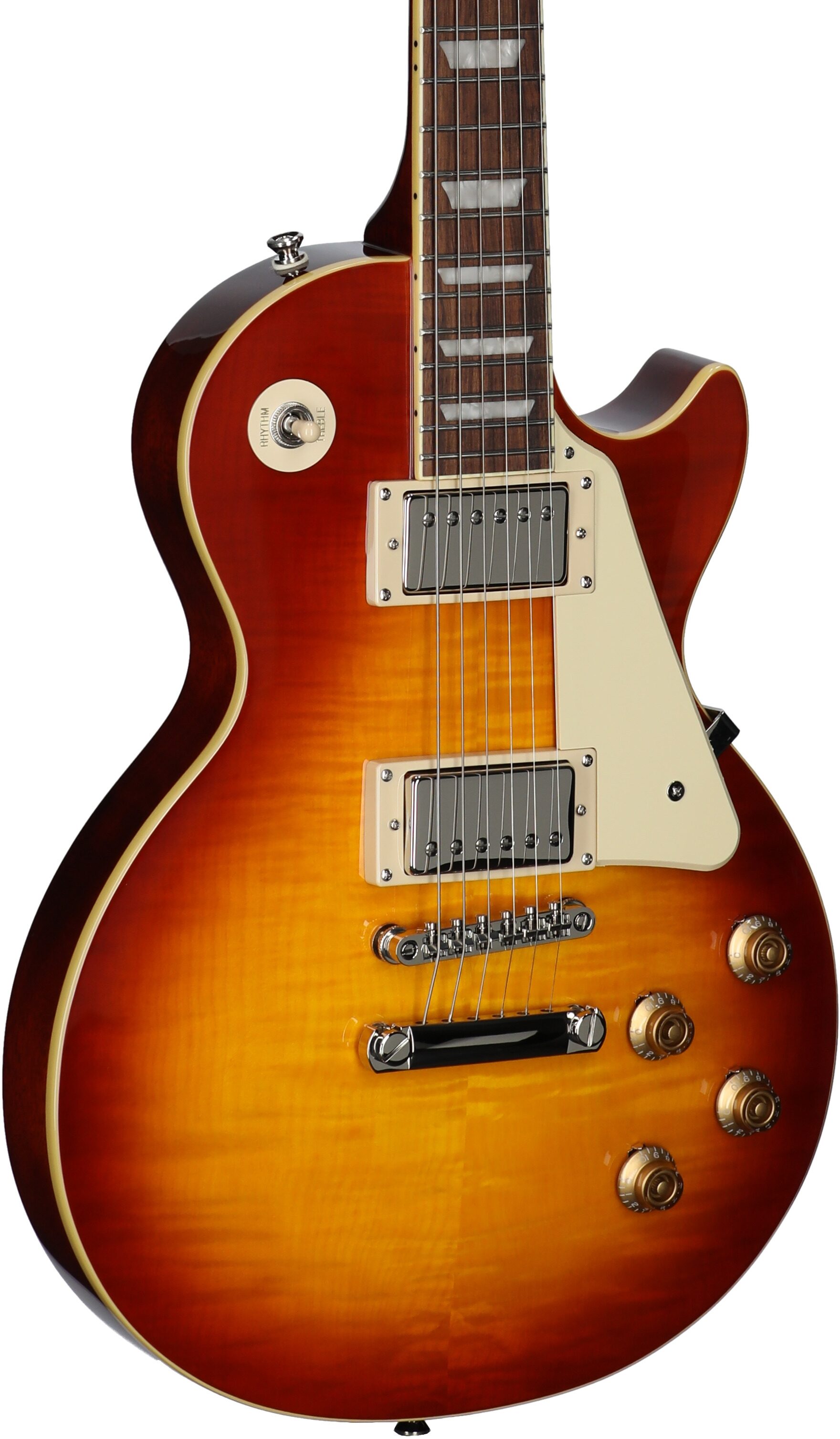 Epiphone Inspired by Gibson Les Paul Standard '50s Electric Guitar (with Gig Bag), Washed Cherry Sunburst, Open Box (Very Good), Full Left Front