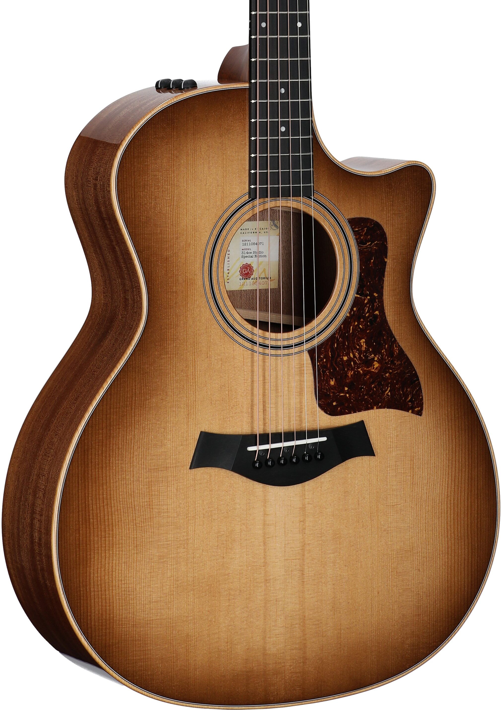 Taylor 314ce Studio Acoustic-Electric Guitar (with Gig Bag), Shaded Edge Burst, Full Left Front