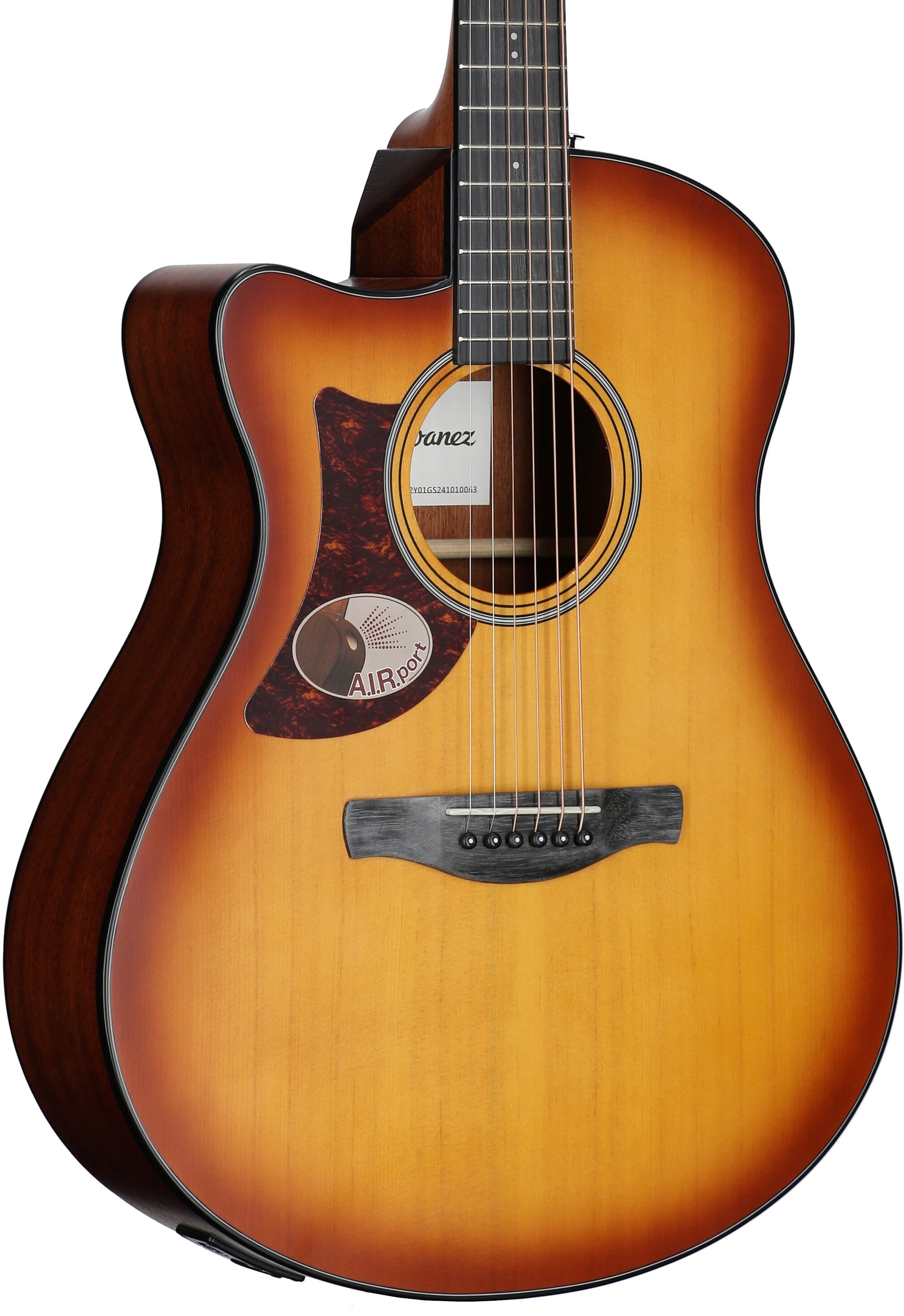 Ibanez AAM50LCE Advance Acoustic-Electric Guitar, Left-Handed, Open Pore Light Burst Sunburst, Full Left Front