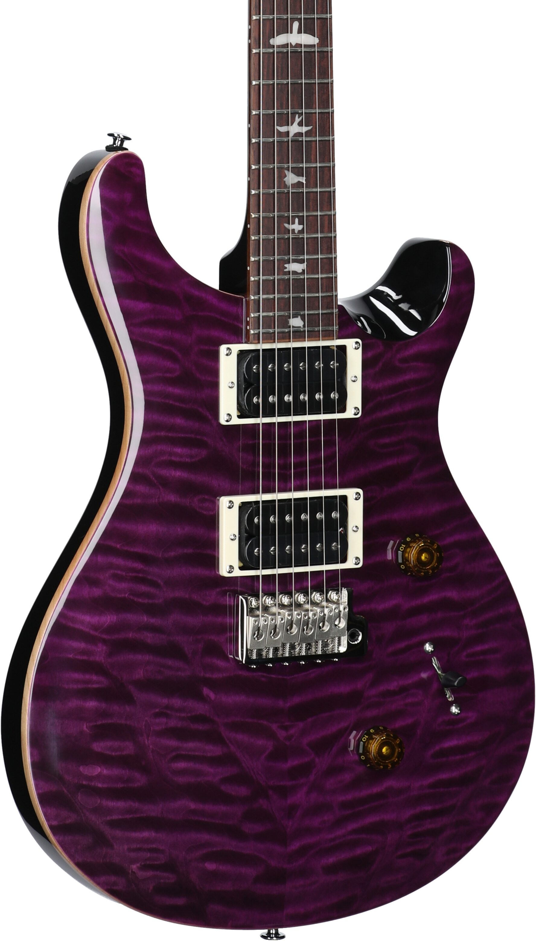 PRS Paul Reed Smith SE Custom 24 Quilt Top Electric Guitar (with Gig Bag), Amethyst, Full Left Front