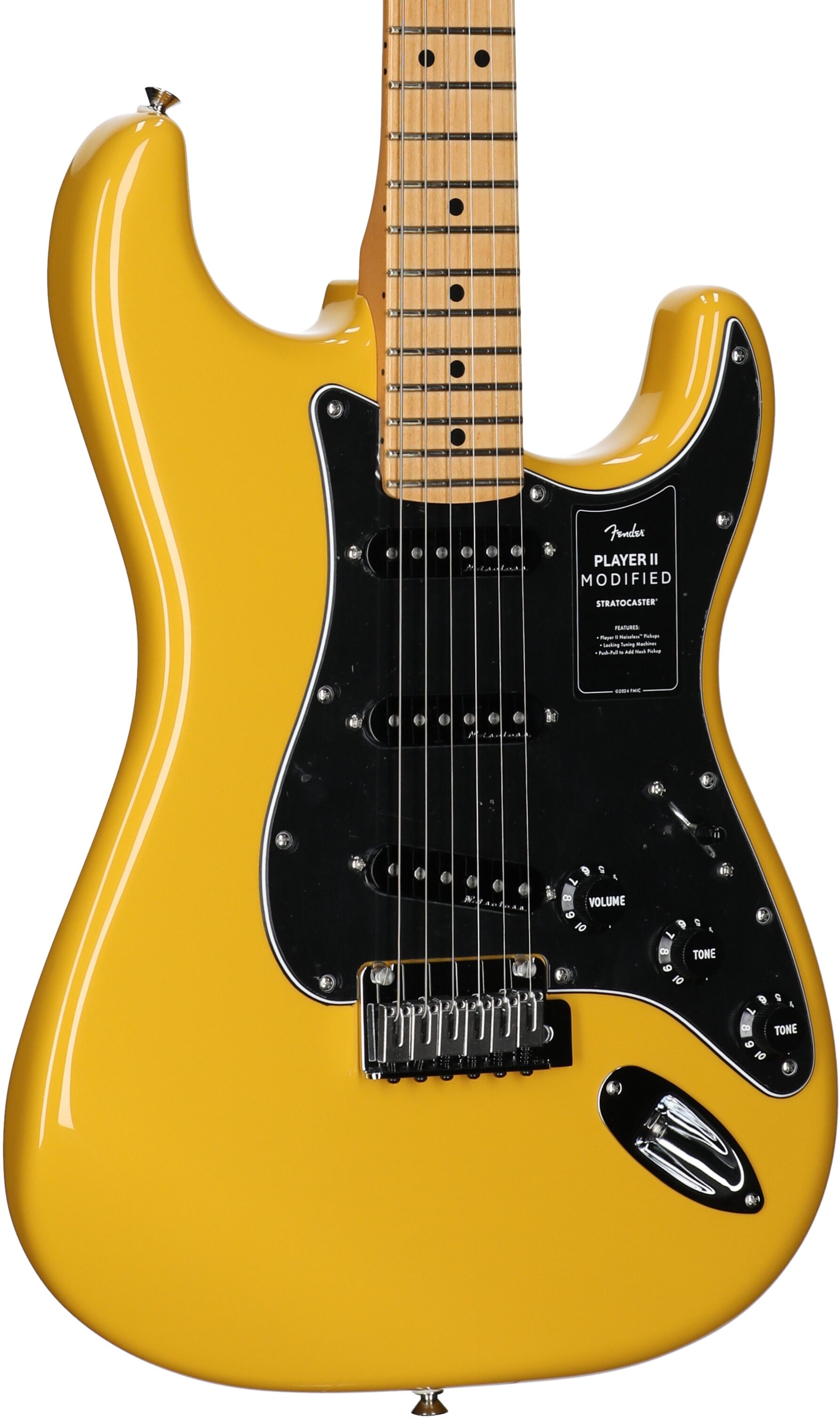 Fender Player II Modified Stratocaster Electric Guitar, Maple Fingerboard (with Gig Bag), Sun Yellow, Full Left Front