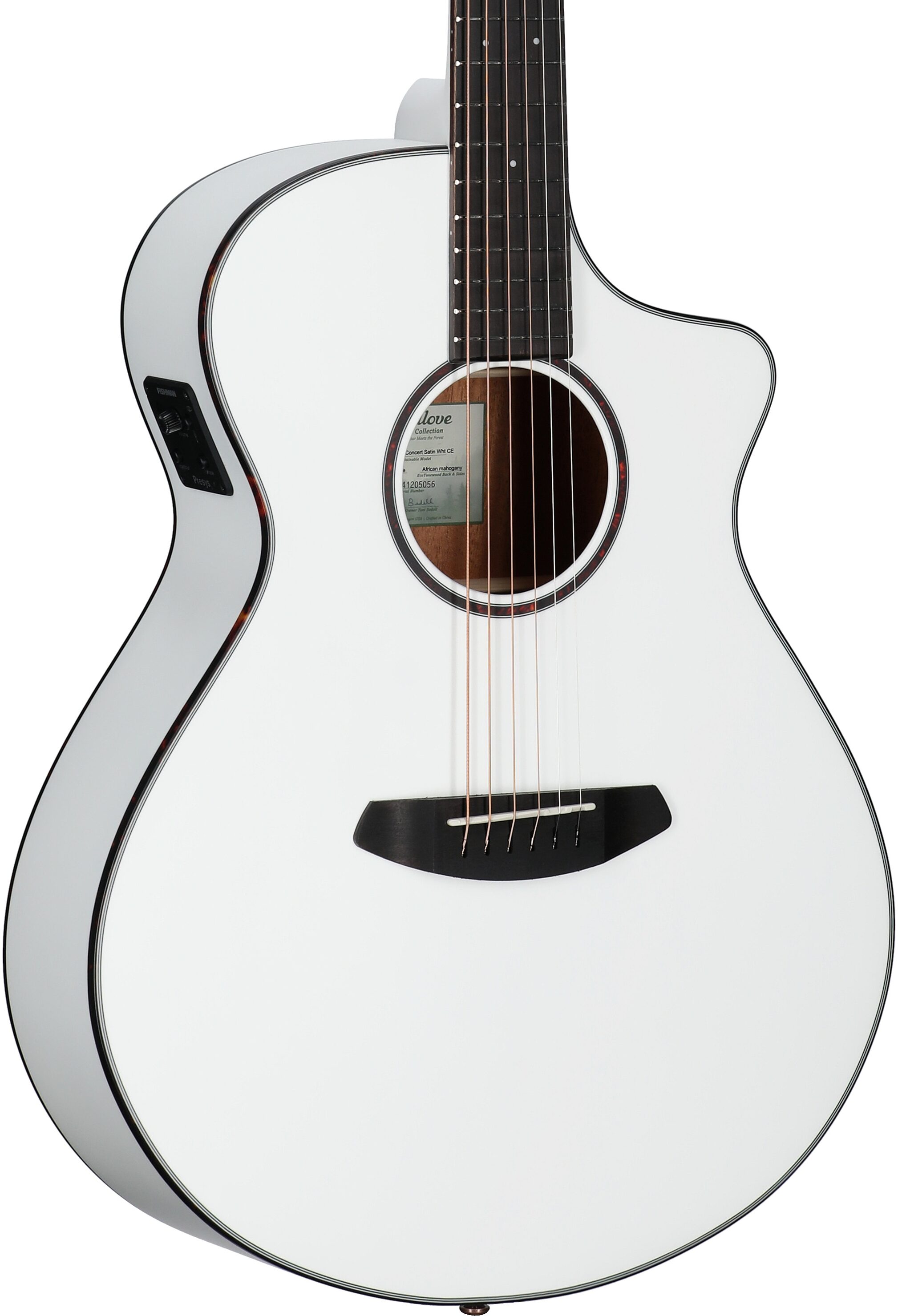 Breedlove Limited Edition Discovery Concert CE Acoustic-Electric Guitar, Satin White, Full Left Front