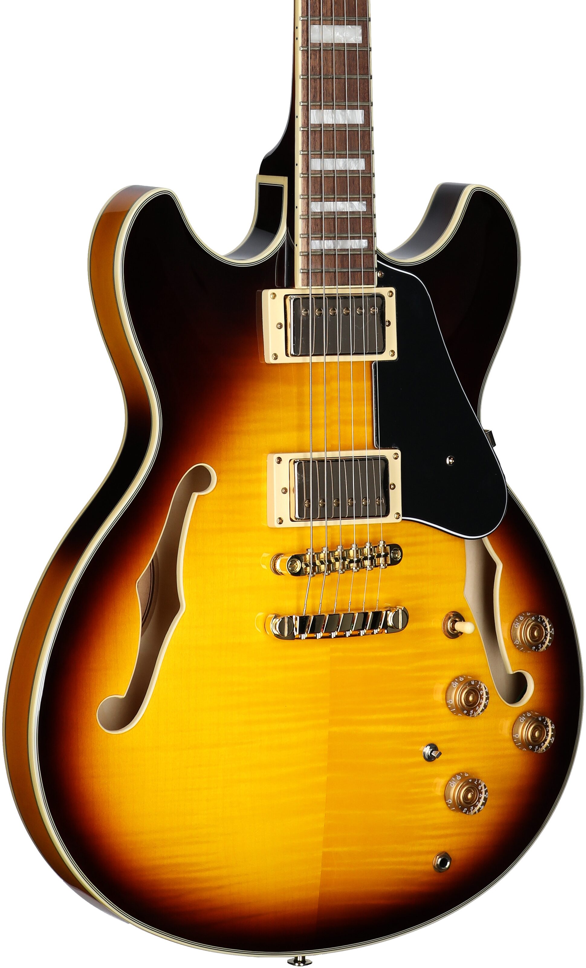 Ibanez JSM10EM John Scofield Electric Guitar, Two-Tone Burst, Full Left Front
