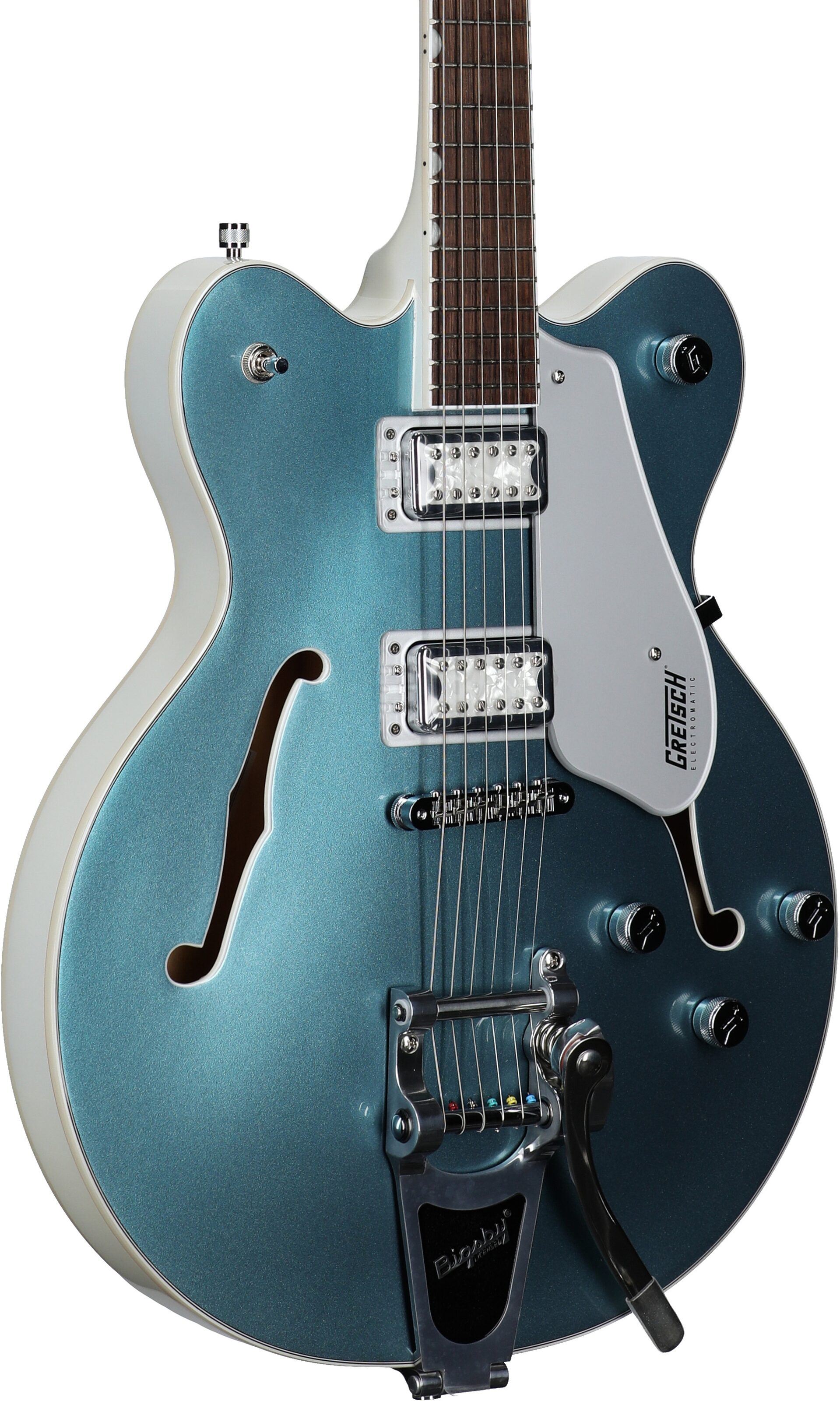 Gretsch G5622T-140 Electromatic 140th Anniversary Block Double-Cut Electric Guitar, Pearl, Full Left Front