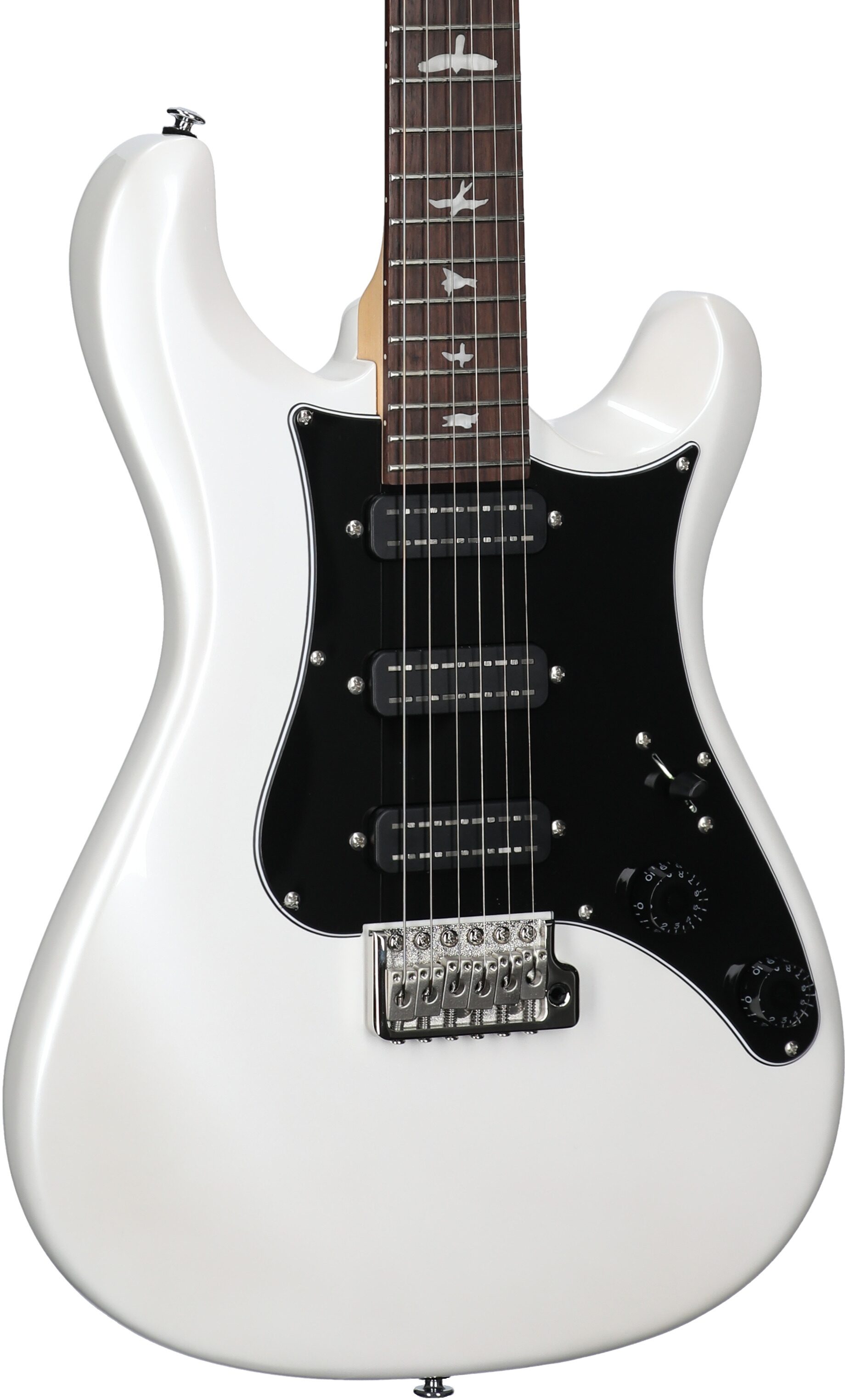 PRS Paul Reed Smith SE NF3 Electric Guitar, Rosewood Fingerboard (with Gig Bag), Pearl White, Full Left Front