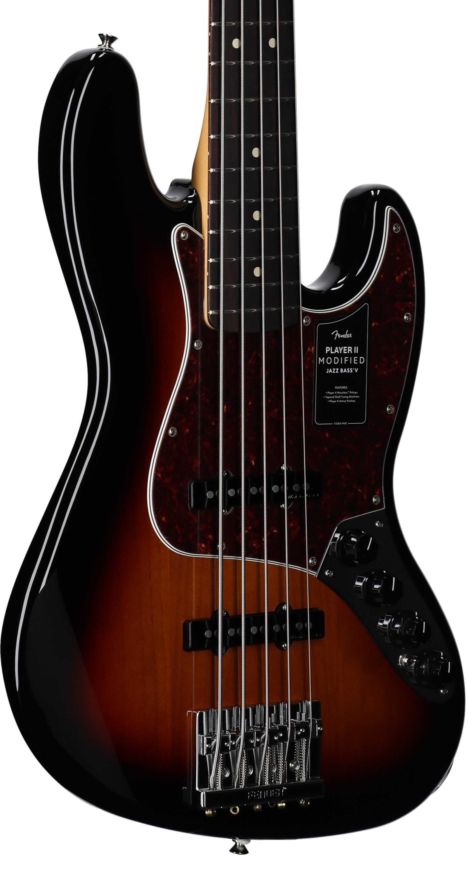 Fender Player II Modified Active Jazz V Electric Bass, 5-String, Rosewood Fingerboard (with Gig Bag), 3-Color Sunburst, Full Left Front