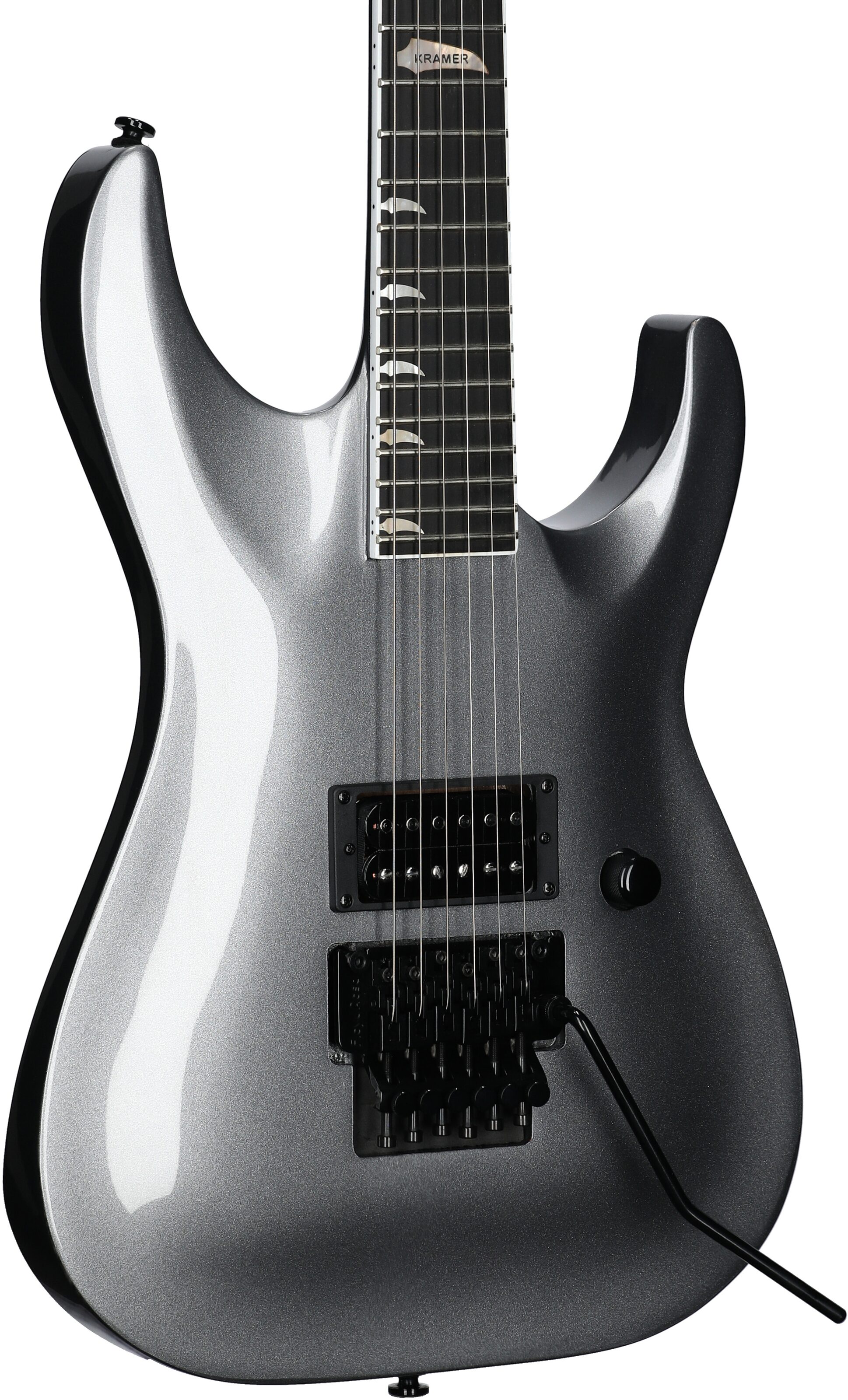Kramer SM-1H Floyd Rose Electric Guitar, Tronius Silver, Full Left Front