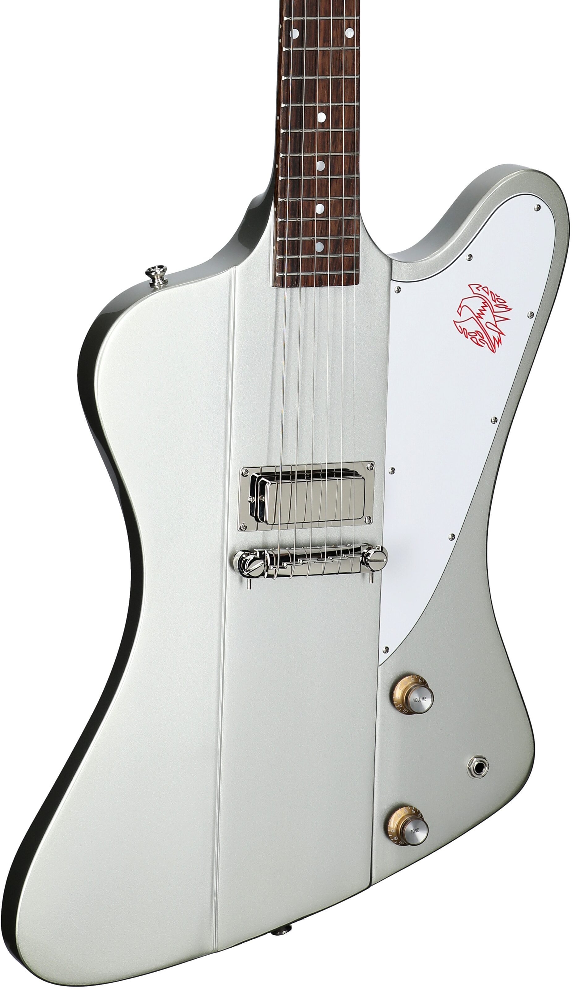 Epiphone 1963 Firebird I Electric Guitar (with Hard Case), Silver Mist, Full Left Front
