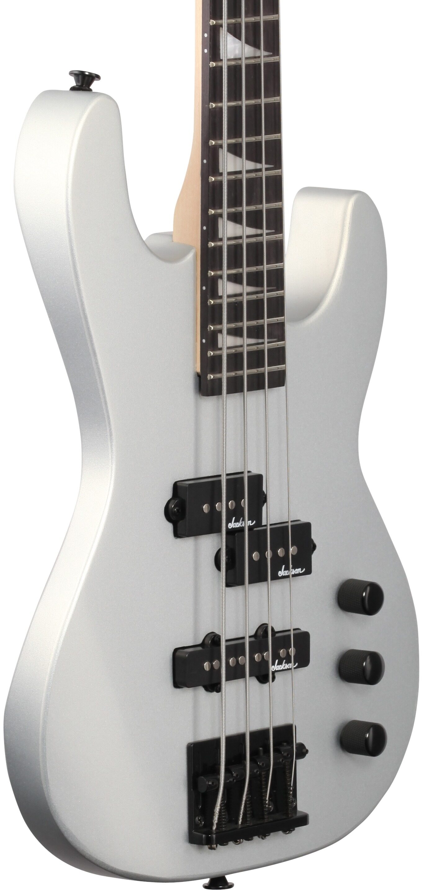 Jackson JS Series Concert Bass JS1XCB Short Scale Electric Bass, Satin Silver, Full Left Front