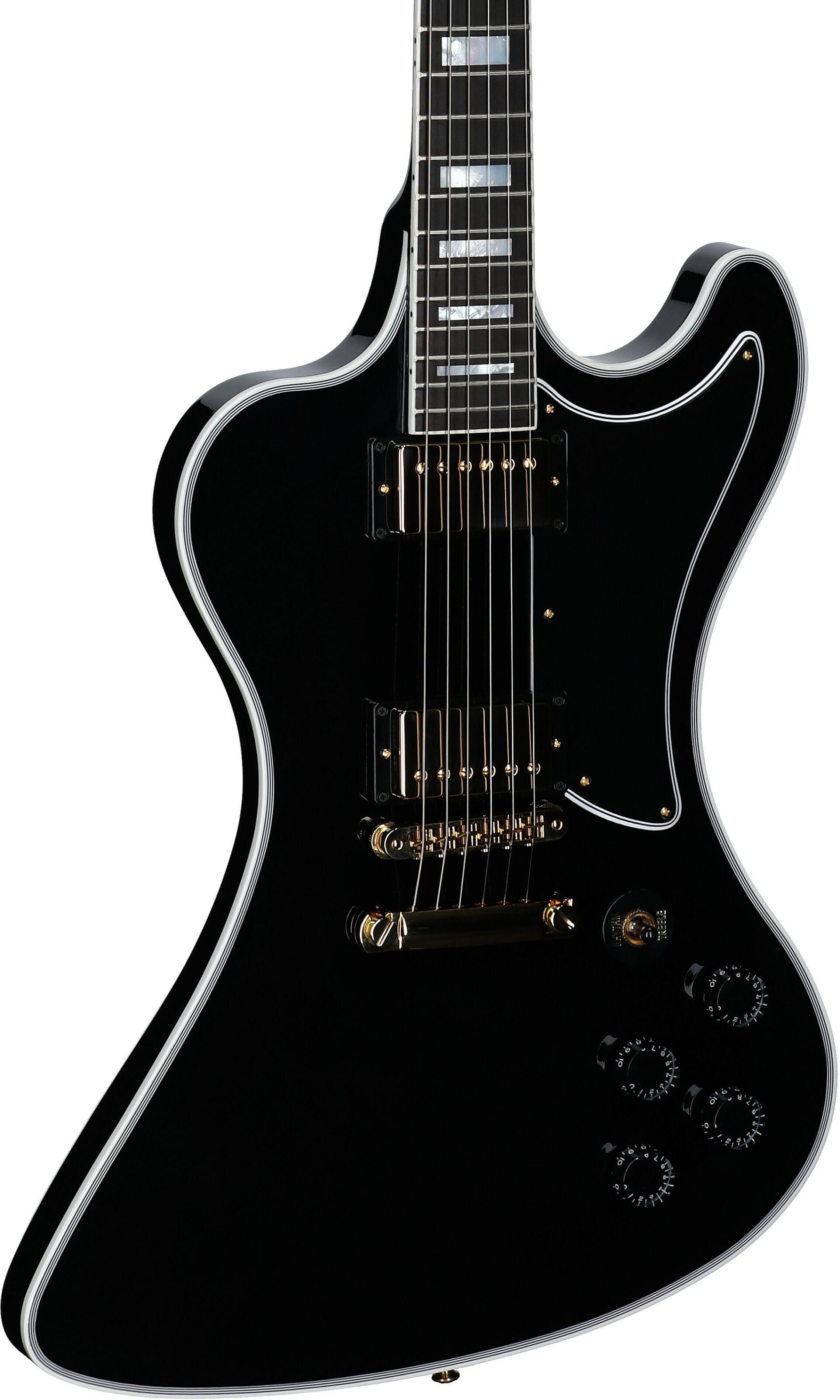 Gibson Custom Shop RD Custom Electric Guitar (with Case), Ebony, with Gold Hardware, Full Left Front