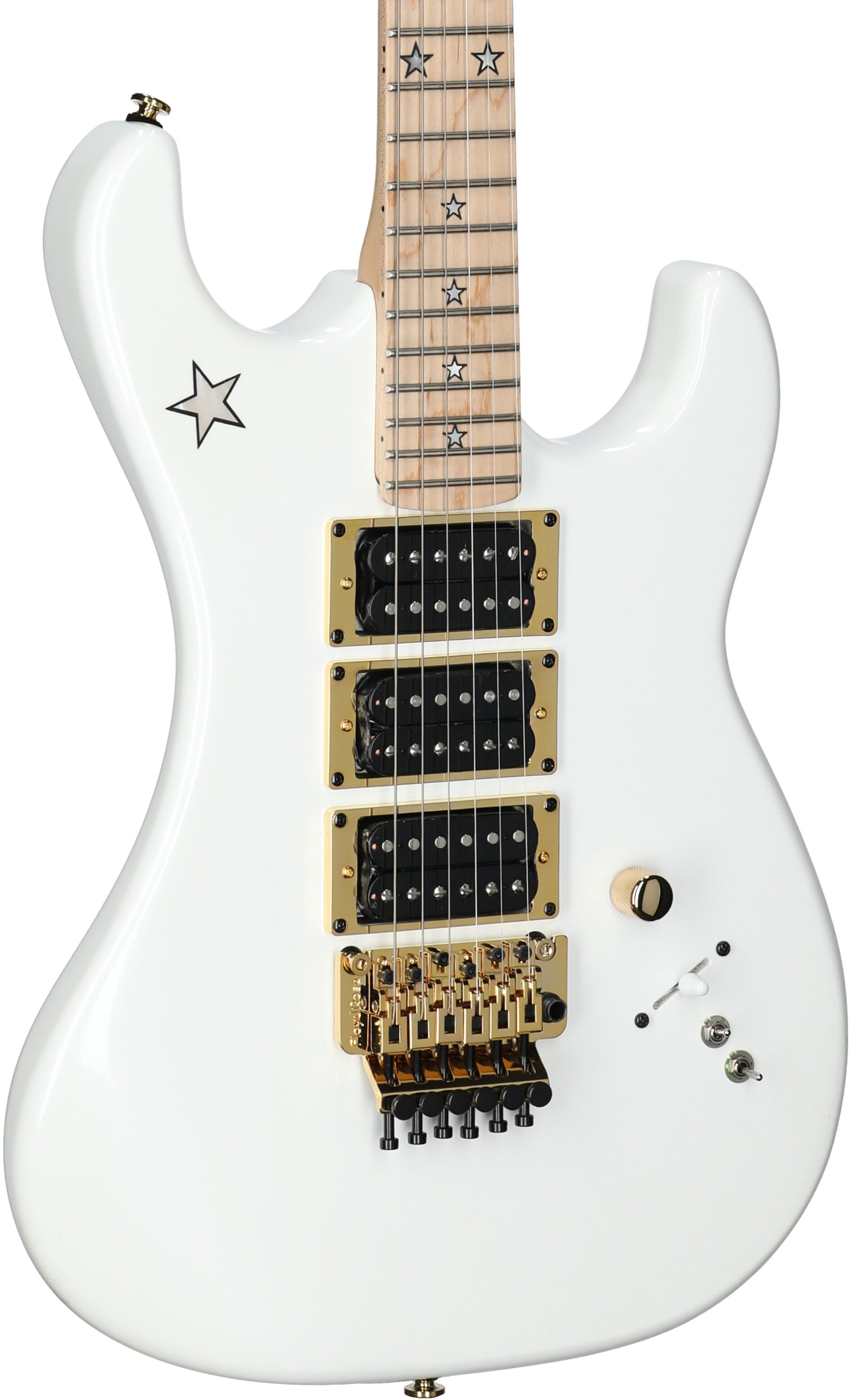 Kramer Jersey Star Floyd Rose Electric Guitar, with Gig Bag, White Pearl, Full Left Front