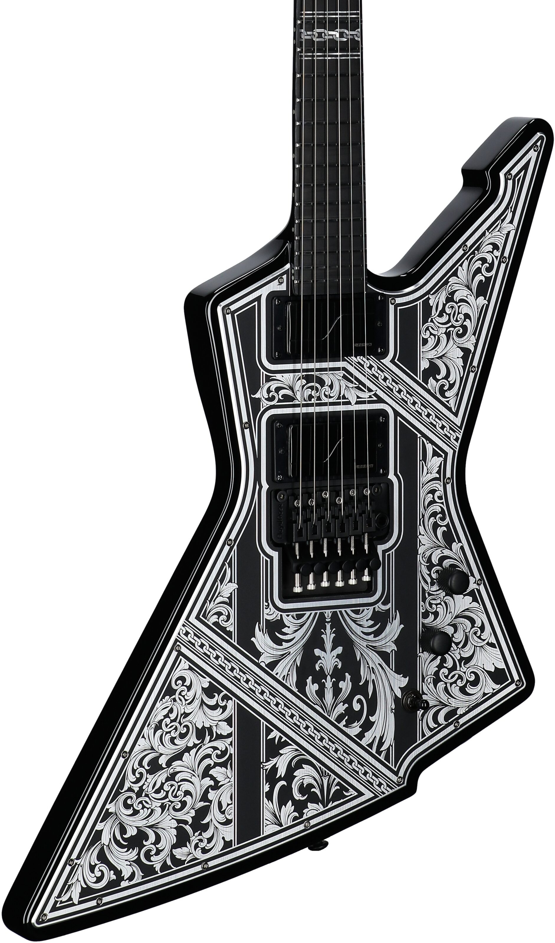 Schecter E-1 FR Przym Palladium Electric Guitar, Gloss Black, Full Left Front