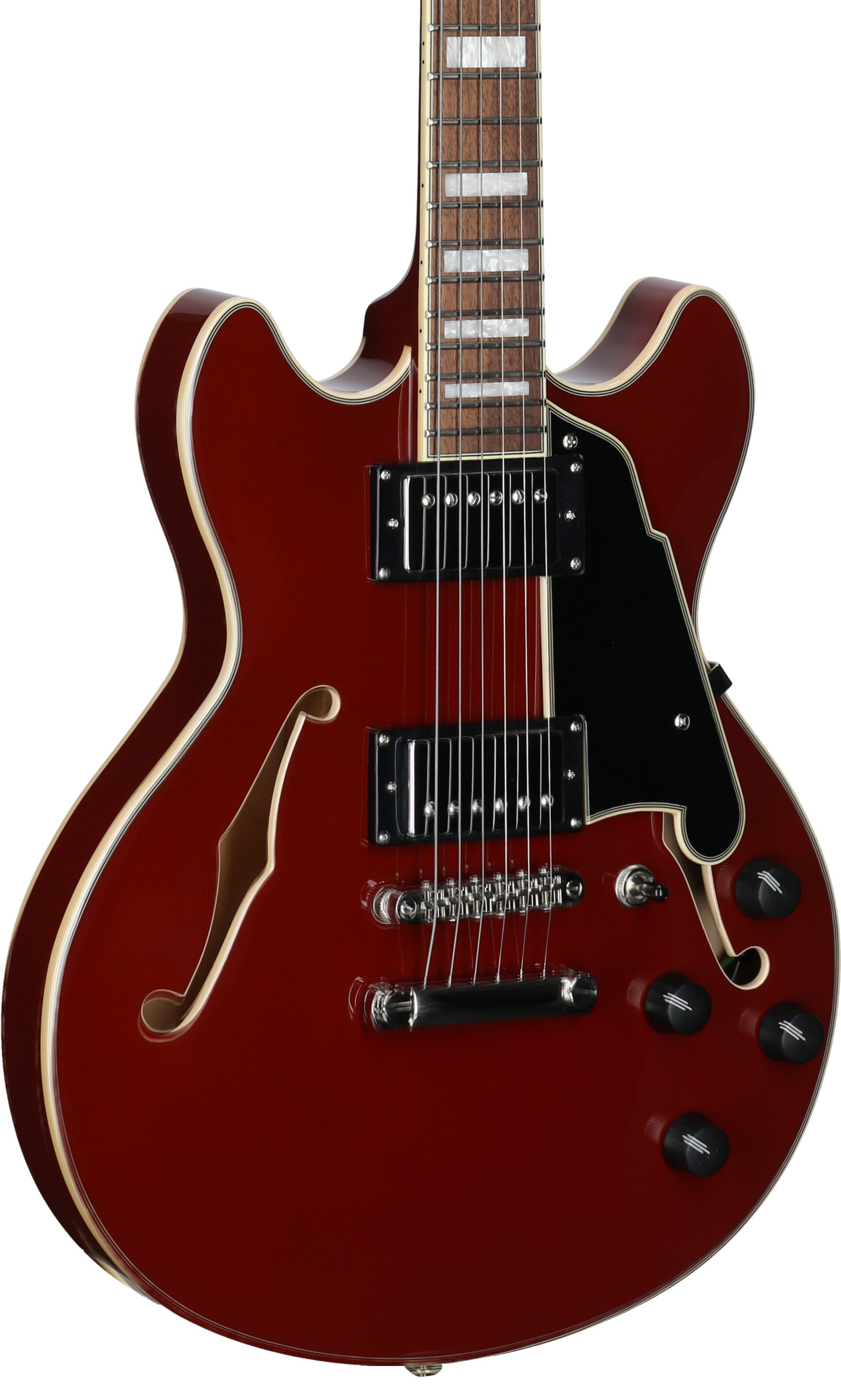D'Angelico Premier Mini DC Electric Guitar, Burnt Red, Full Left Front