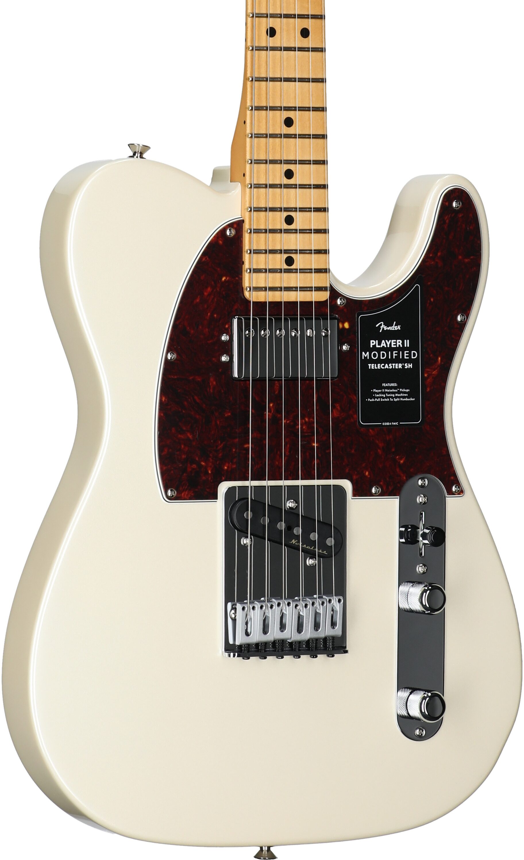 Fender Player II Modified Telecaster SH Electric Guitar, Maple Fingerboard (with Gig Bag), Olympic Pearl, Full Left Front