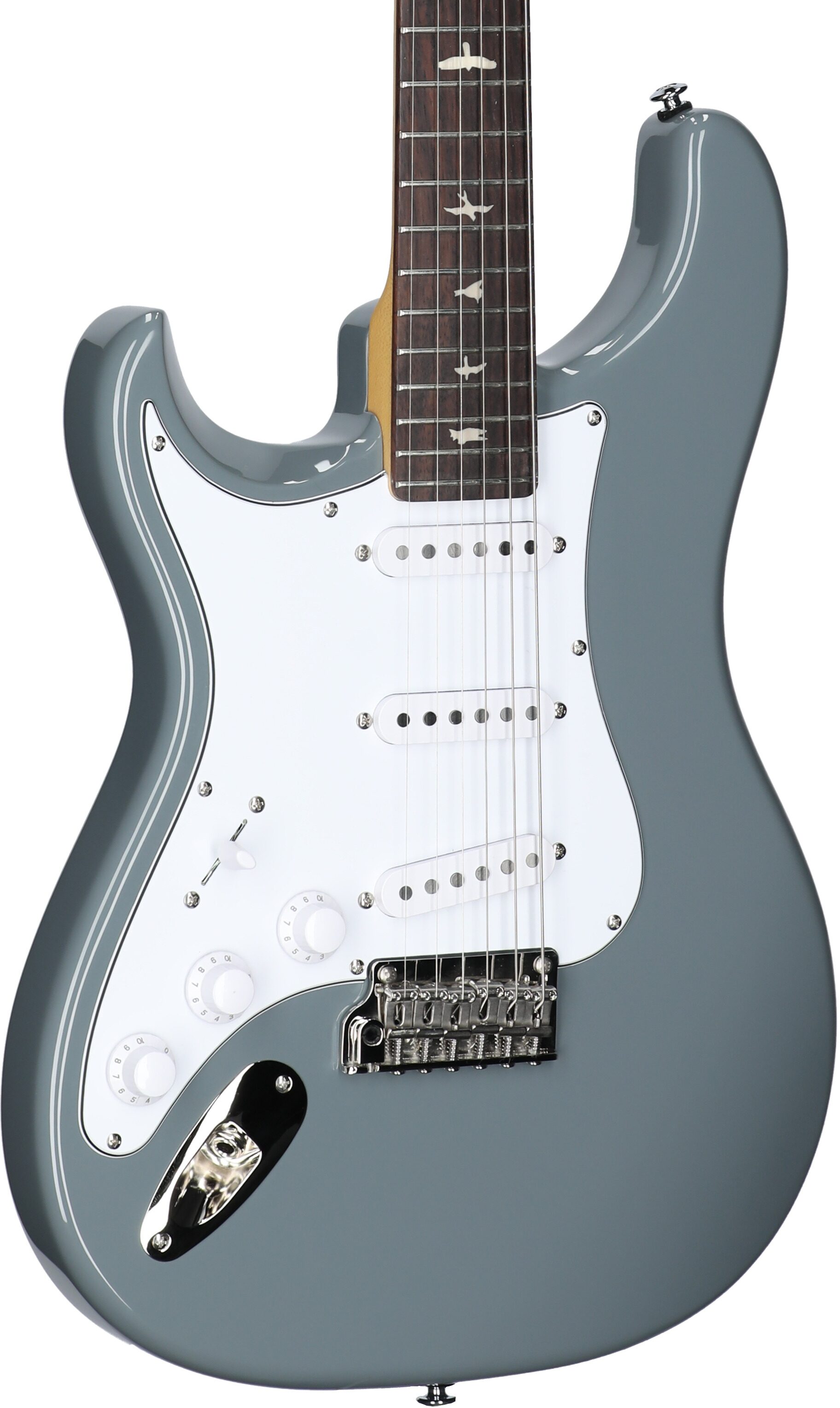 PRS Paul Reed Smith SE Silver Sky Electric Guitar, Left-Handed, Rosewood Fretboard (with Gig Bag), Storm Gray, Full Left Front