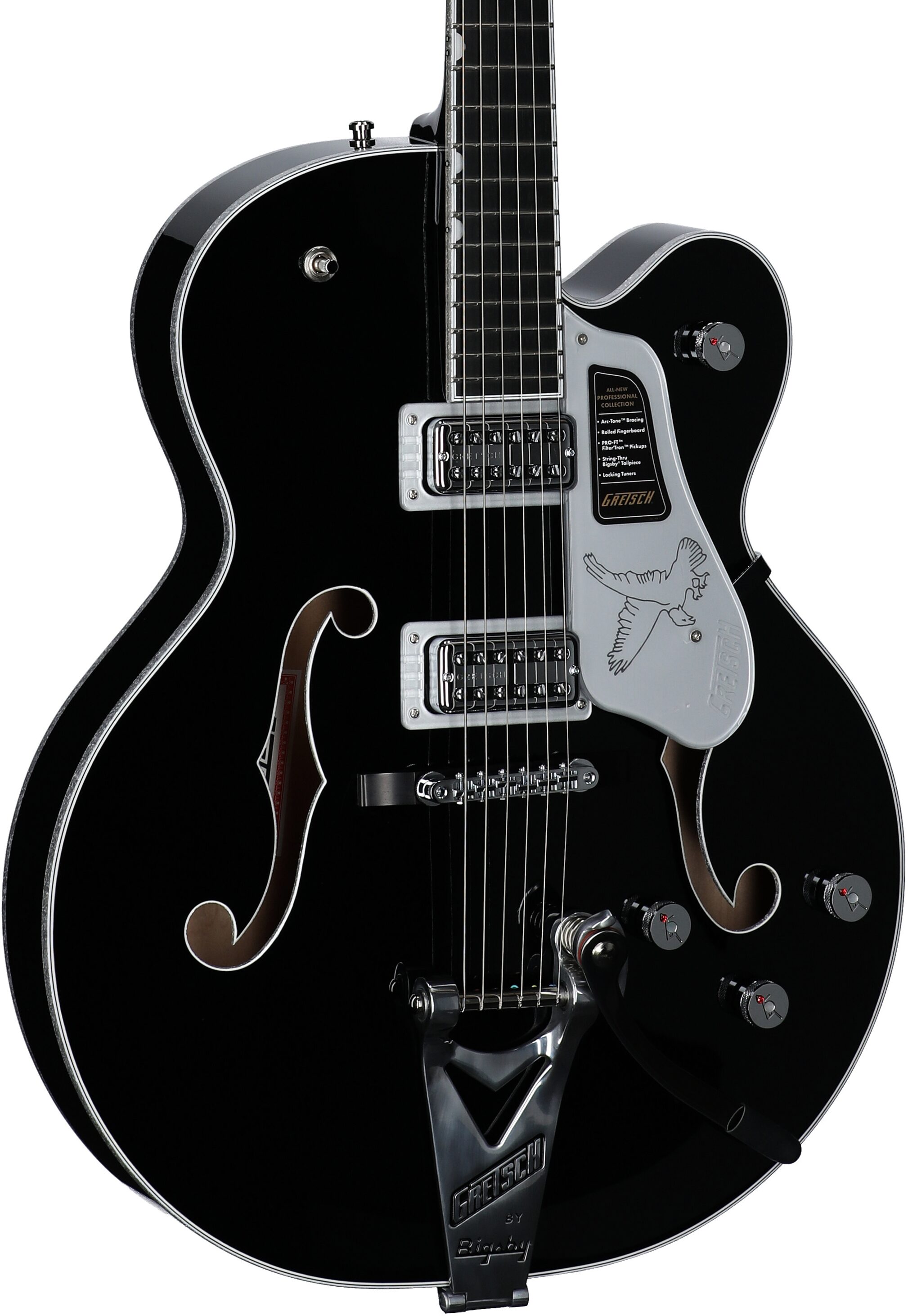 Gretsch Pro Collection Falcon Electric Guitar (with Case), Black, Open Box (Very Good), Full Left Front