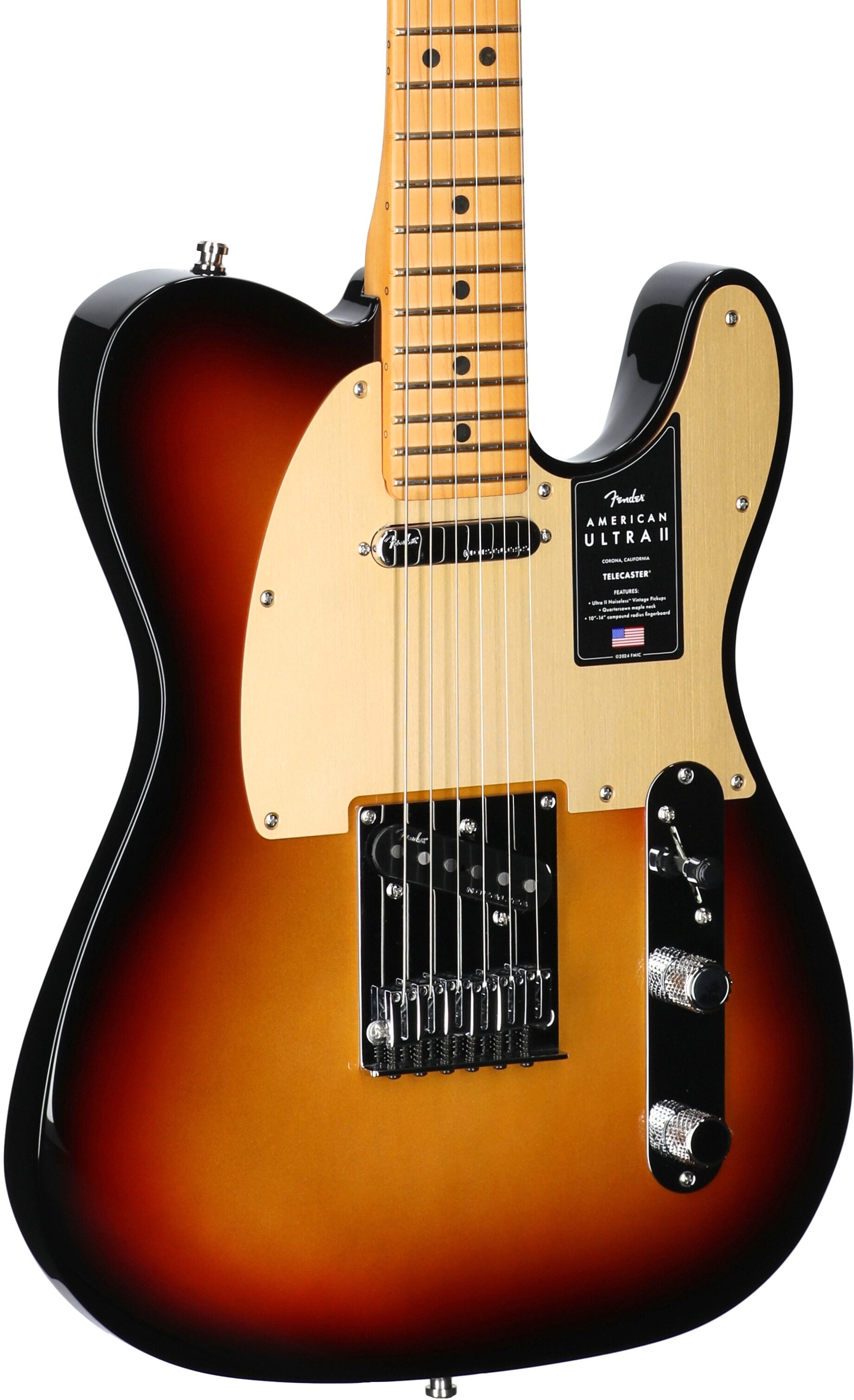 Fender American Ultra II Telecaster Electric Guitar, Maple Fingerboard (with Case), Ultraburst, Full Left Front