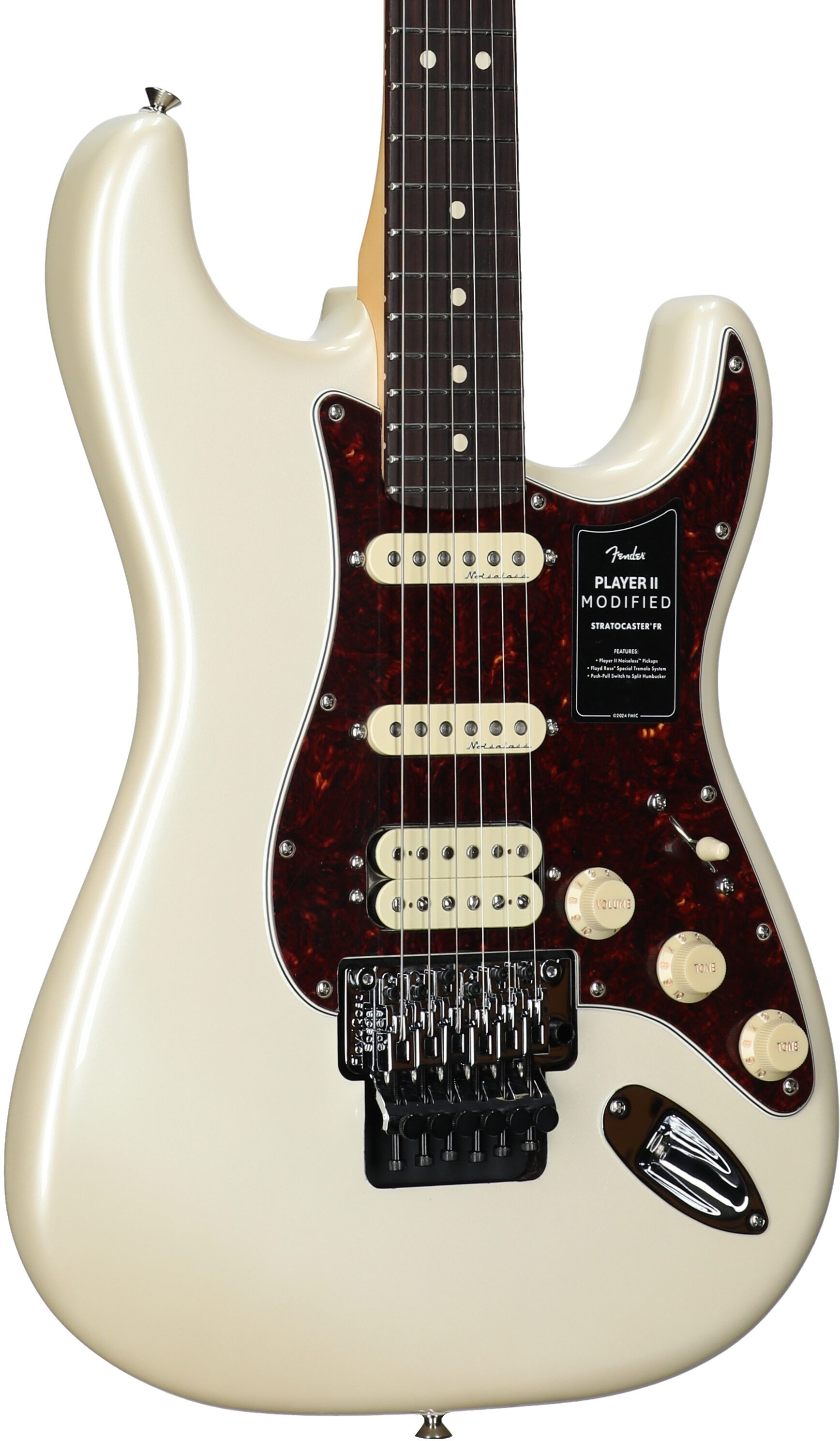 Fender Player II Modified Stratocaster HSS FR Electric Guitar, Rosewood Fingerboard (with Gig Bag), Olympic Pearl, Full Left Front