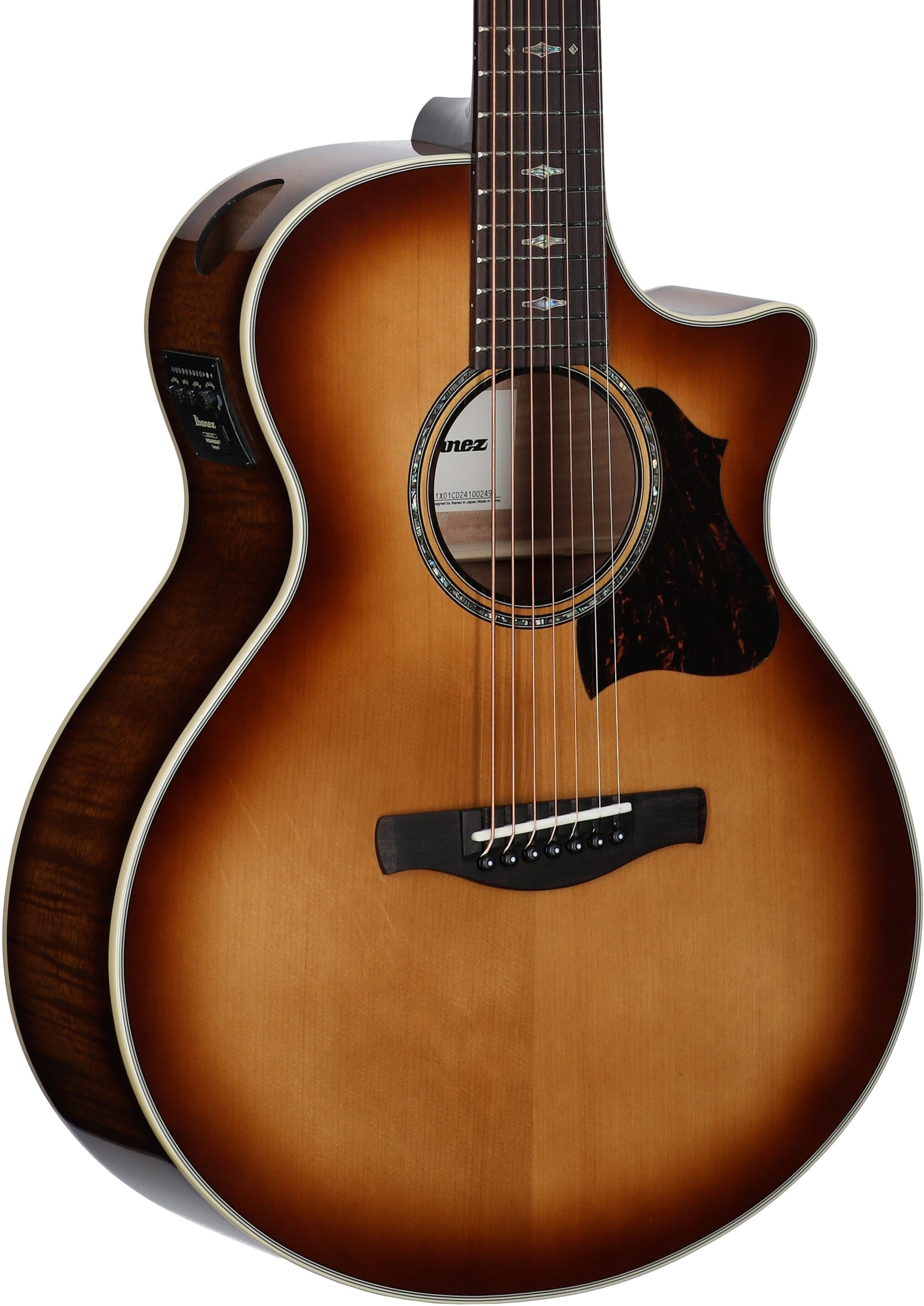 Ibanez AE3007FMH Acoustic-Electric Guitar, Tobacco Edge Burst, Full Left Front
