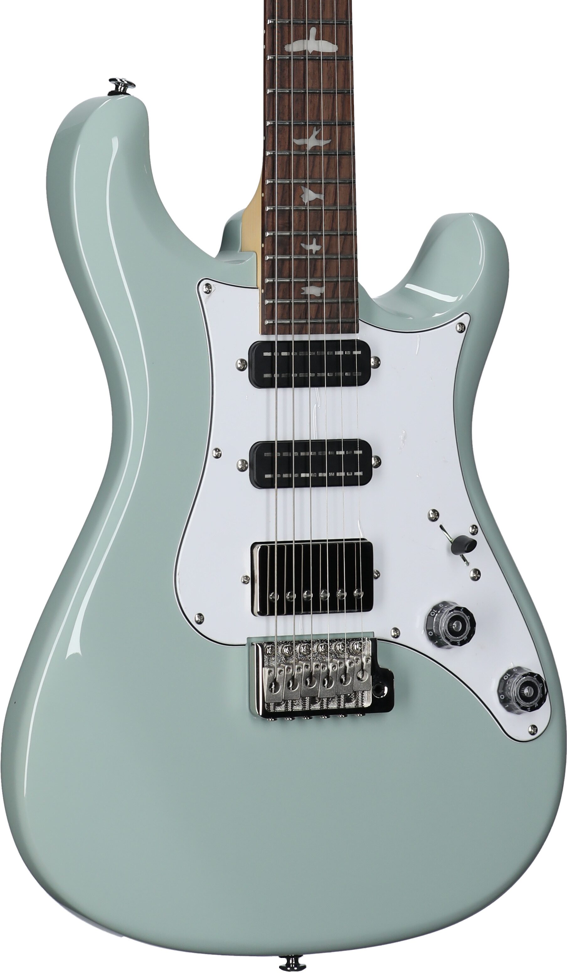 PRS Paul Reed Smith SE Studio Standard Electric Guitar, Rosewood Fingerboard (with Gig Bag), Silvertone Gray, Full Left Front