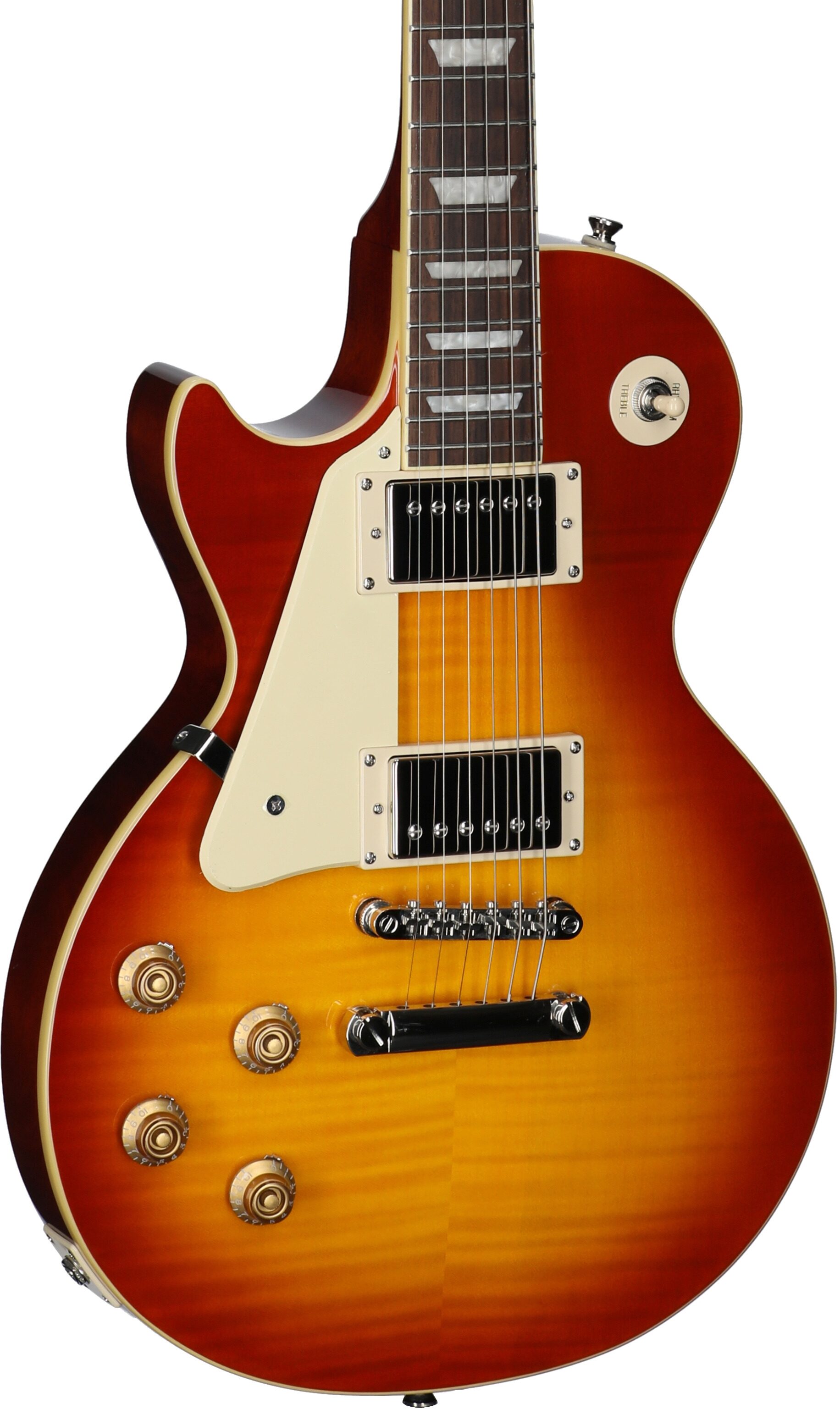 Epiphone Inspired by Gibson Les Paul Standard Electric Guitar, Left-Handed (with Gig Bag), Washed Cherry Sunburst, Full Left Front