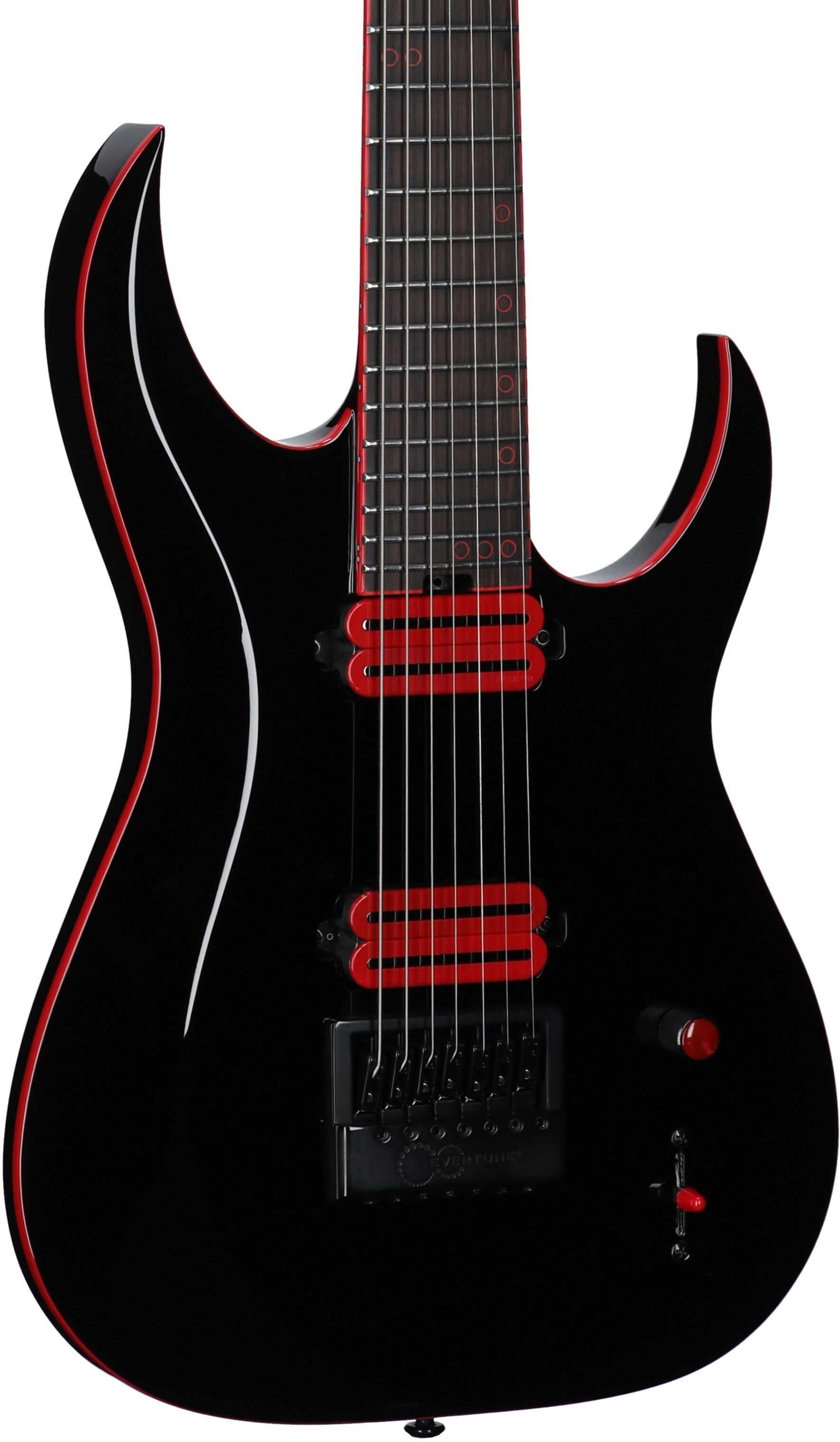 Schecter Sunset 7 ET Red Dawn Baritone Electric Guitar, 7-String, Gloss Black, Full Left Front