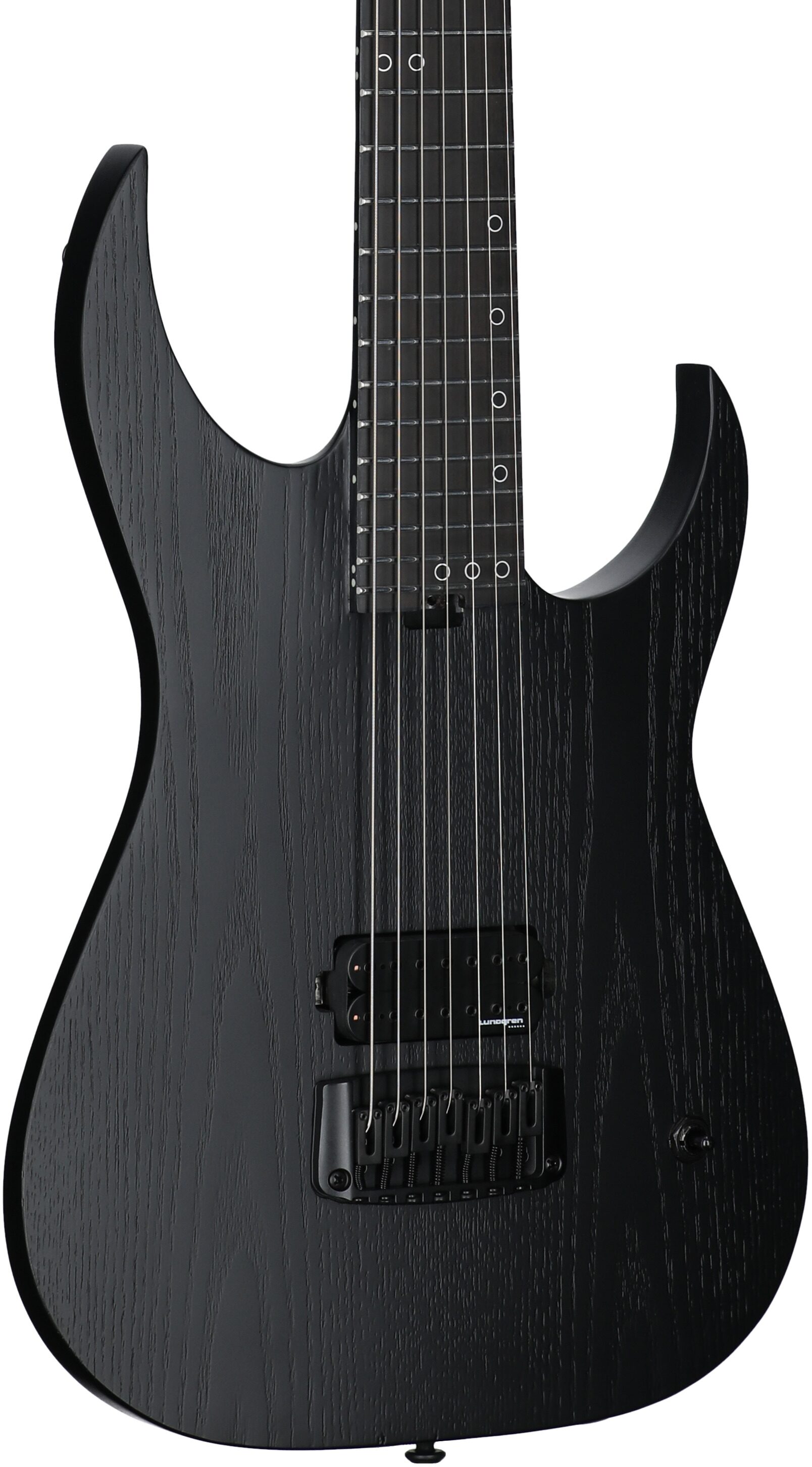Schecter KM-7 MKIII EX Baritone Electric Guitar, Satin Black Open Pore, Full Left Front