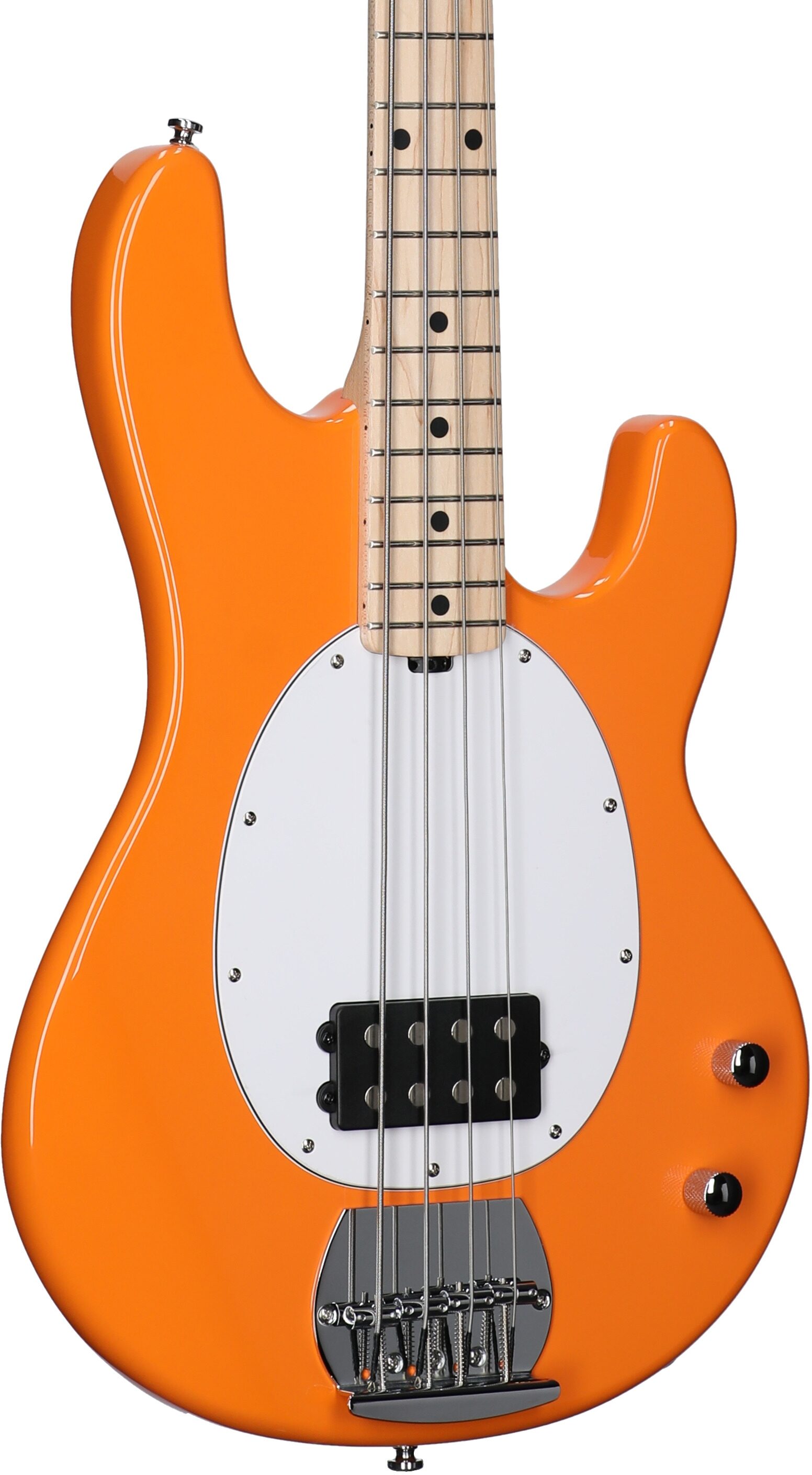 Sterling Intro Series StingRay Electric Bass, Sunrise Orange, Full Left Front