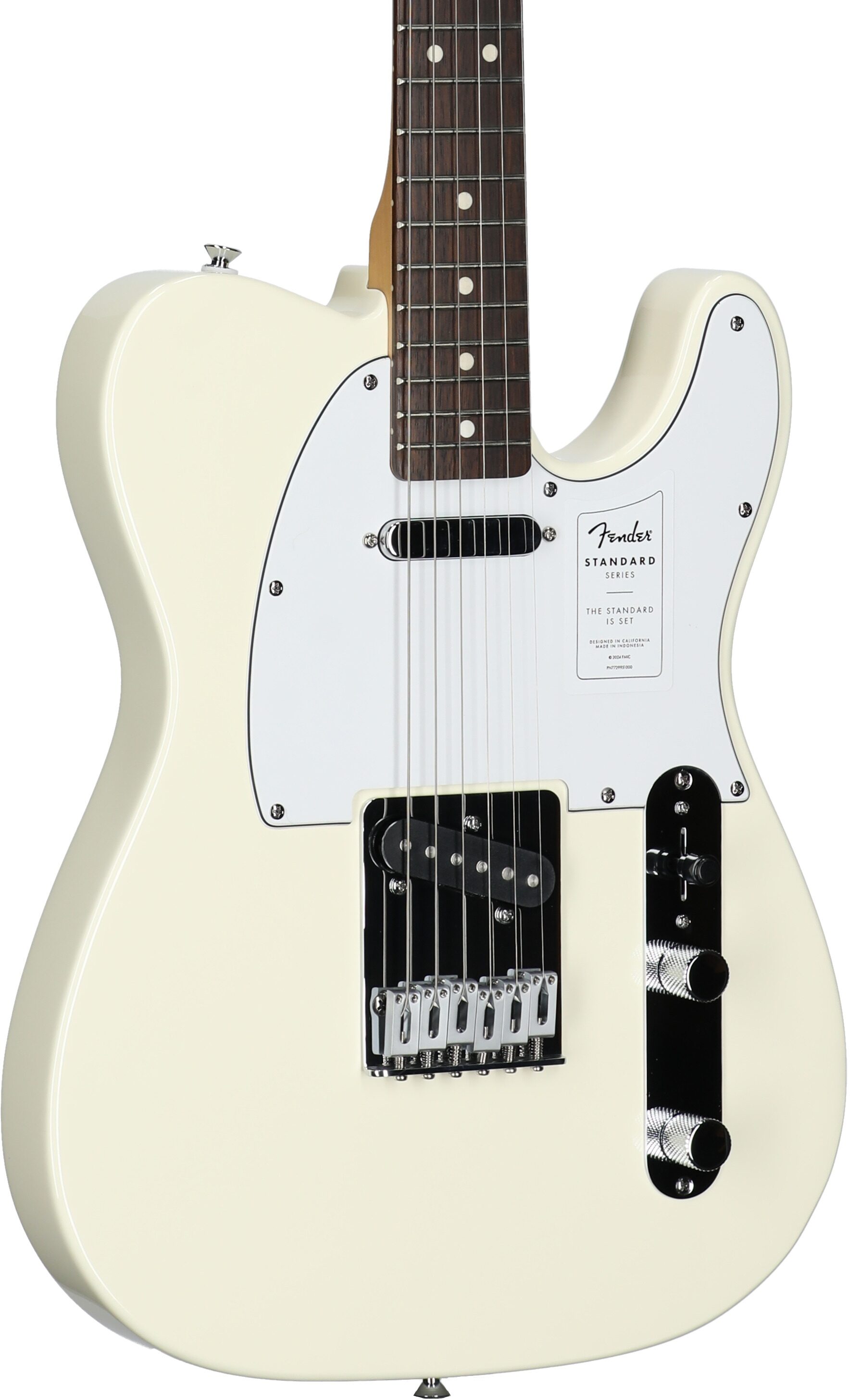 Fender Standard Telecaster Electric Guitar, Laurel Fingerboard, Olympic White, Open Box (Very Good), Full Left Front