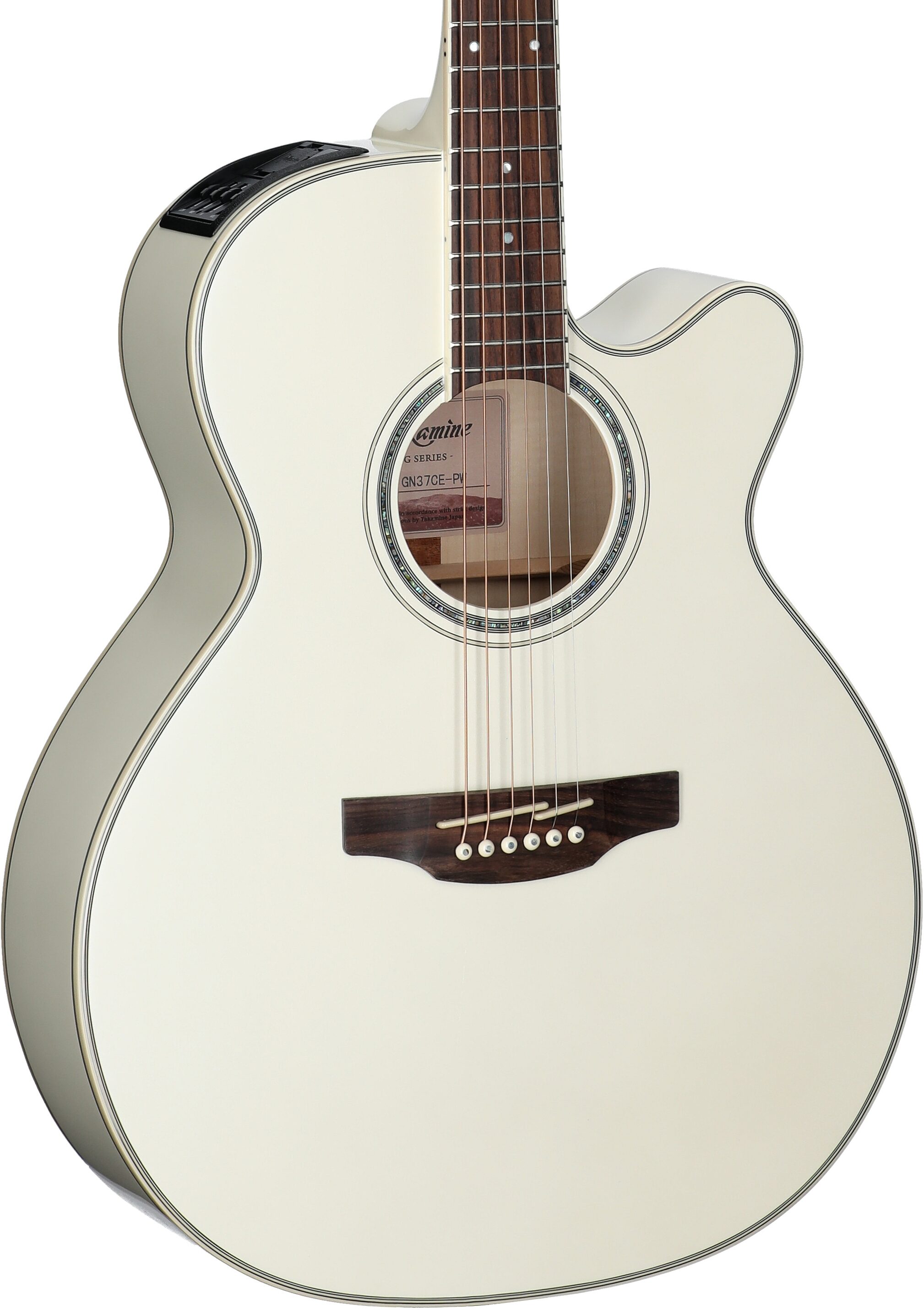 Takamine GN37CE Acoustic-Electric Guitar (with Gig Bag), Pearl White, Full Left Front