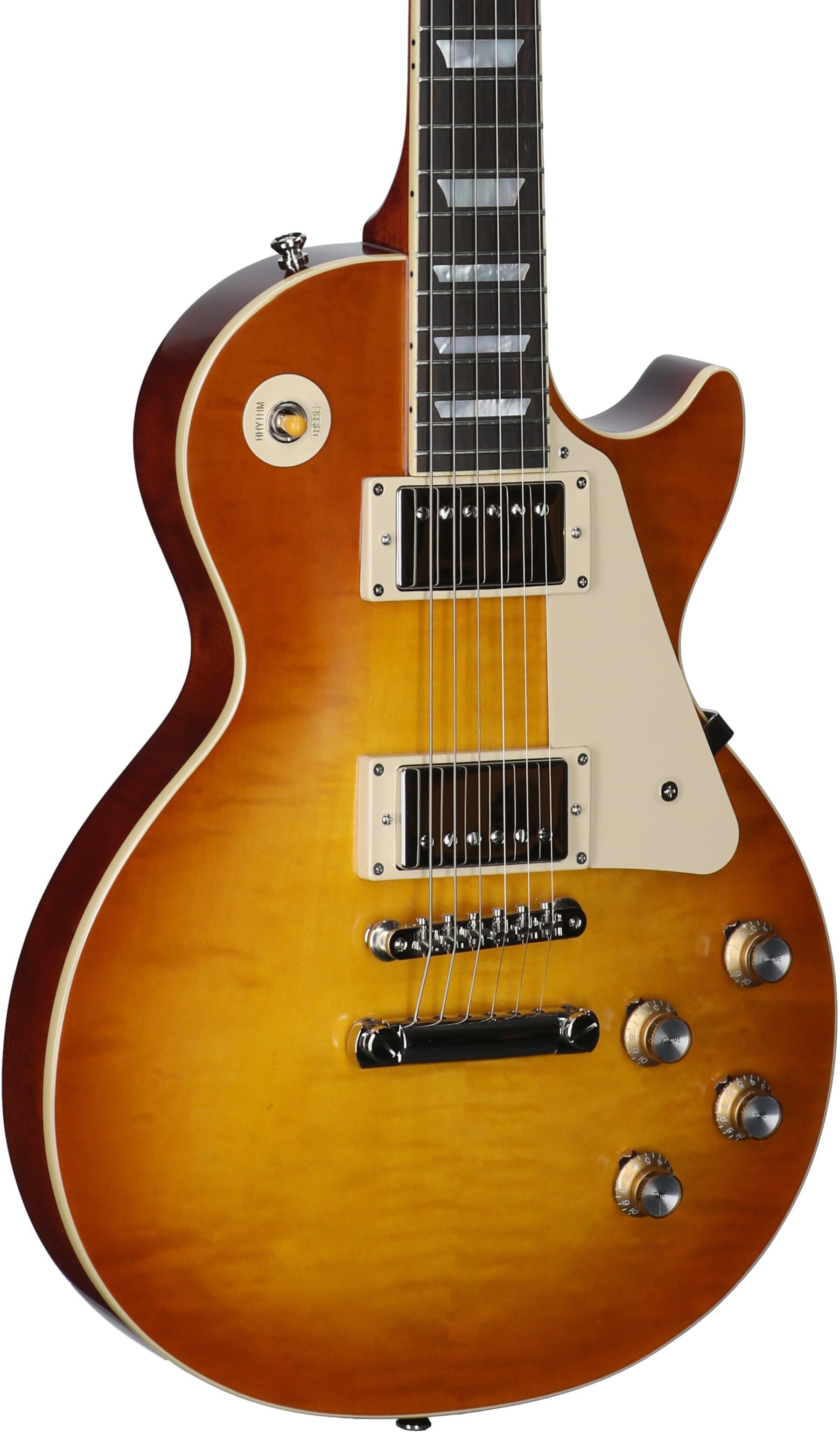 Epiphone Inspired by Gibson Custom 1960 Les Paul Standard Reissue Electric Guitar (with Case), Iced Tea Burst, Full Left Front