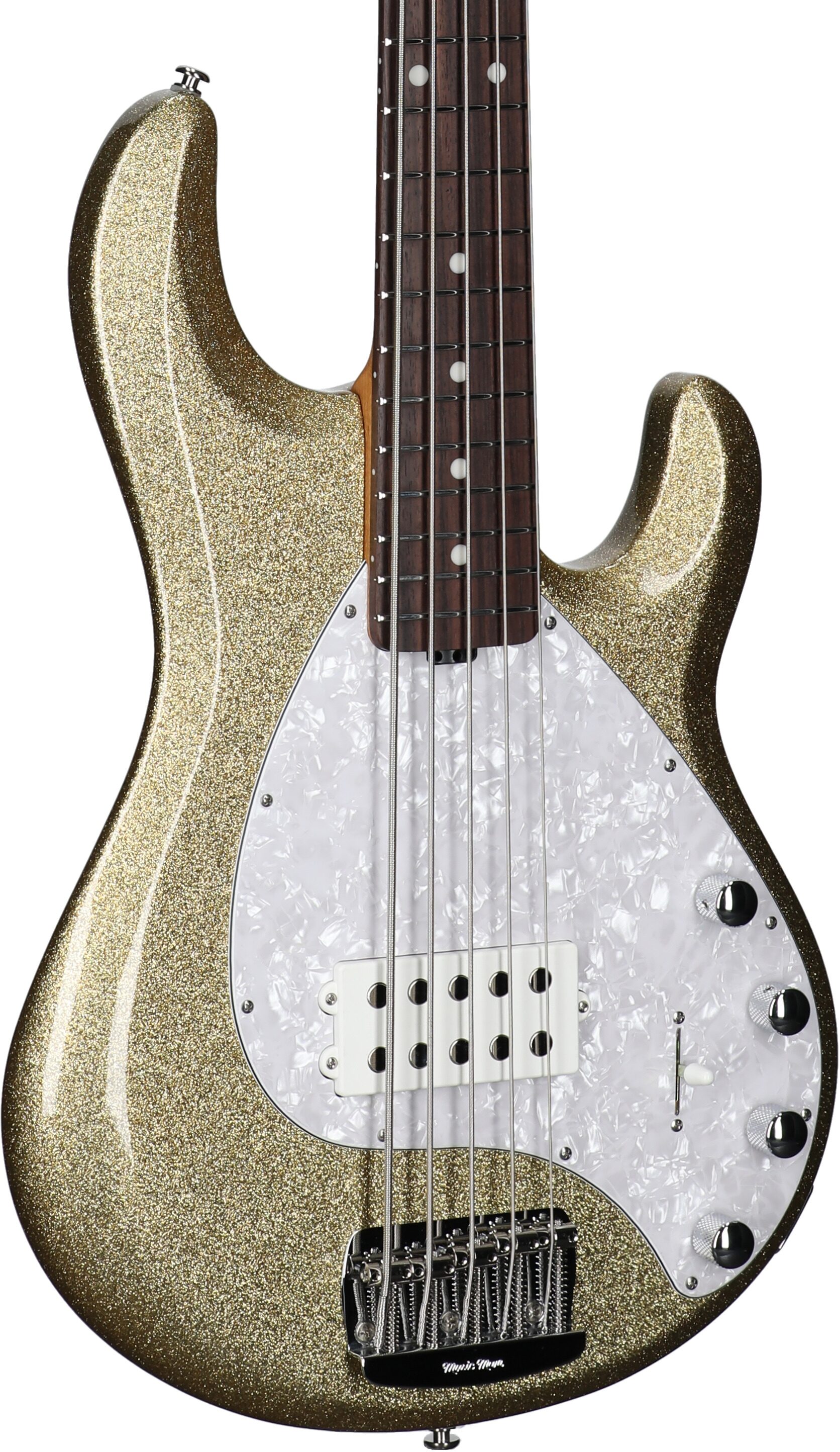 Ernie Ball Music Man StingRay 5 Special Electric Bass, 5-String (with Case), Genius Gold, Full Left Front