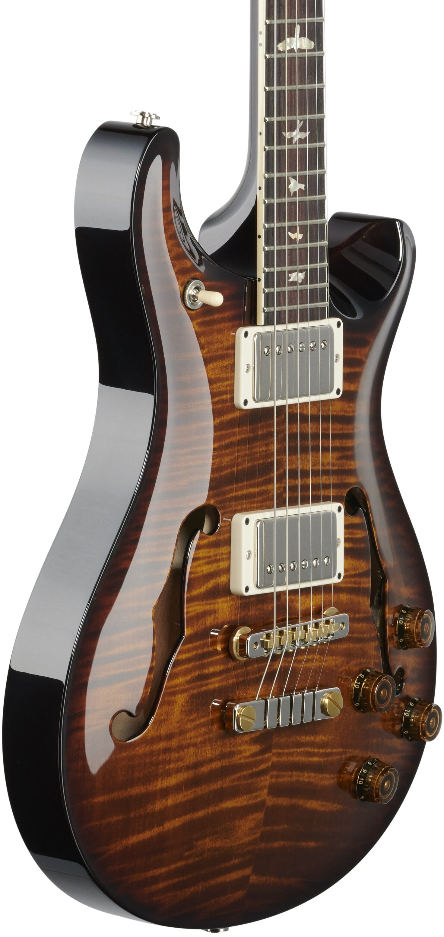 PRS Paul Reed Smith McCarty 594 Hollowbody II 10-Top Electric Guitar (with Case), Black Gold Burst, Full Left Front
