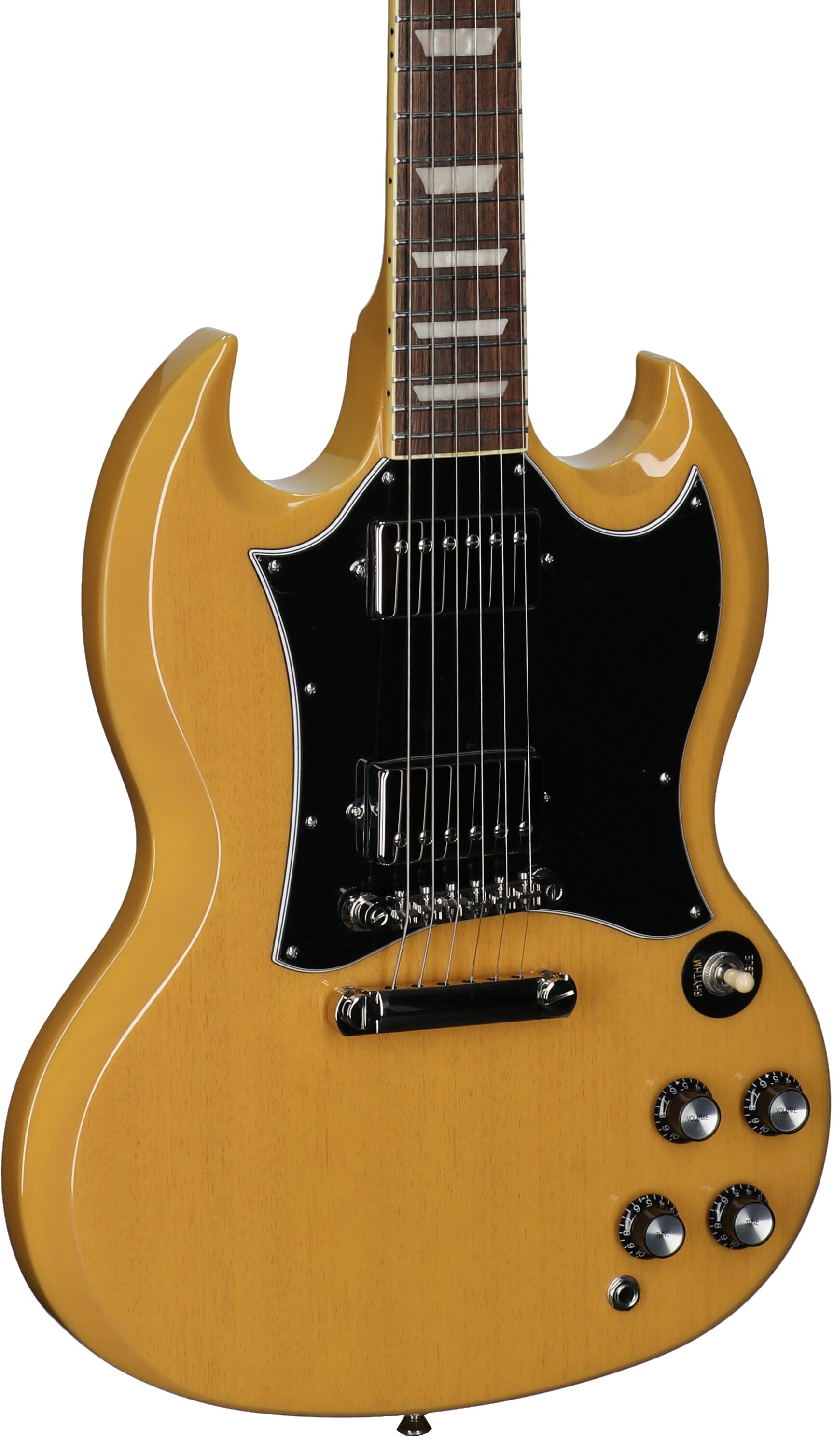Epiphone Inspired by Gibson SG Standard Electric Guitar (with Gig Bag), TV Yellow, Full Left Front