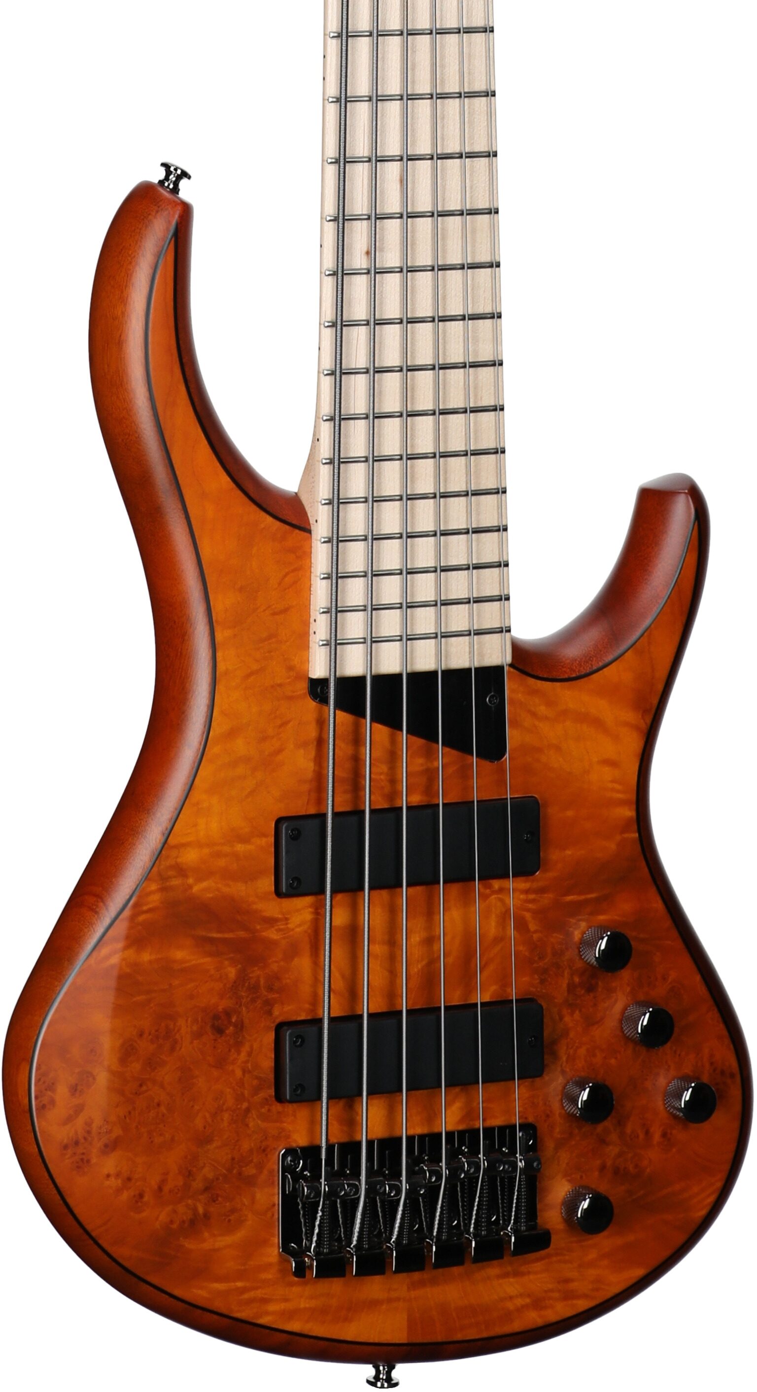 MTD Kingston Z6MP Electric Bass, 6-String (with Maple Fingerboard), Satin Amber, Full Left Front