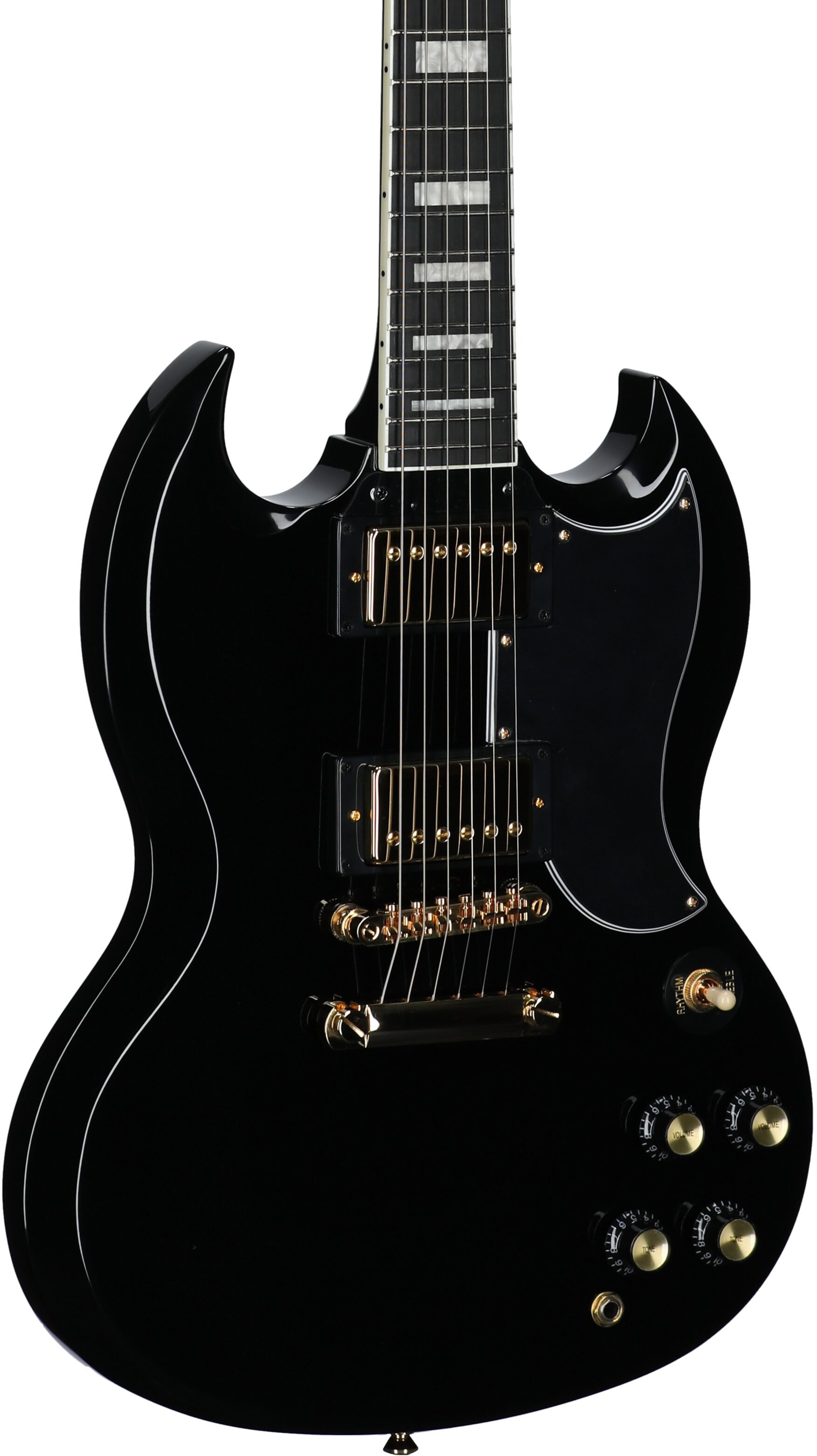 Epiphone Inspired by Gibson SG Custom Electric Guitar (with Gig Bag), Ebony, Full Left Front