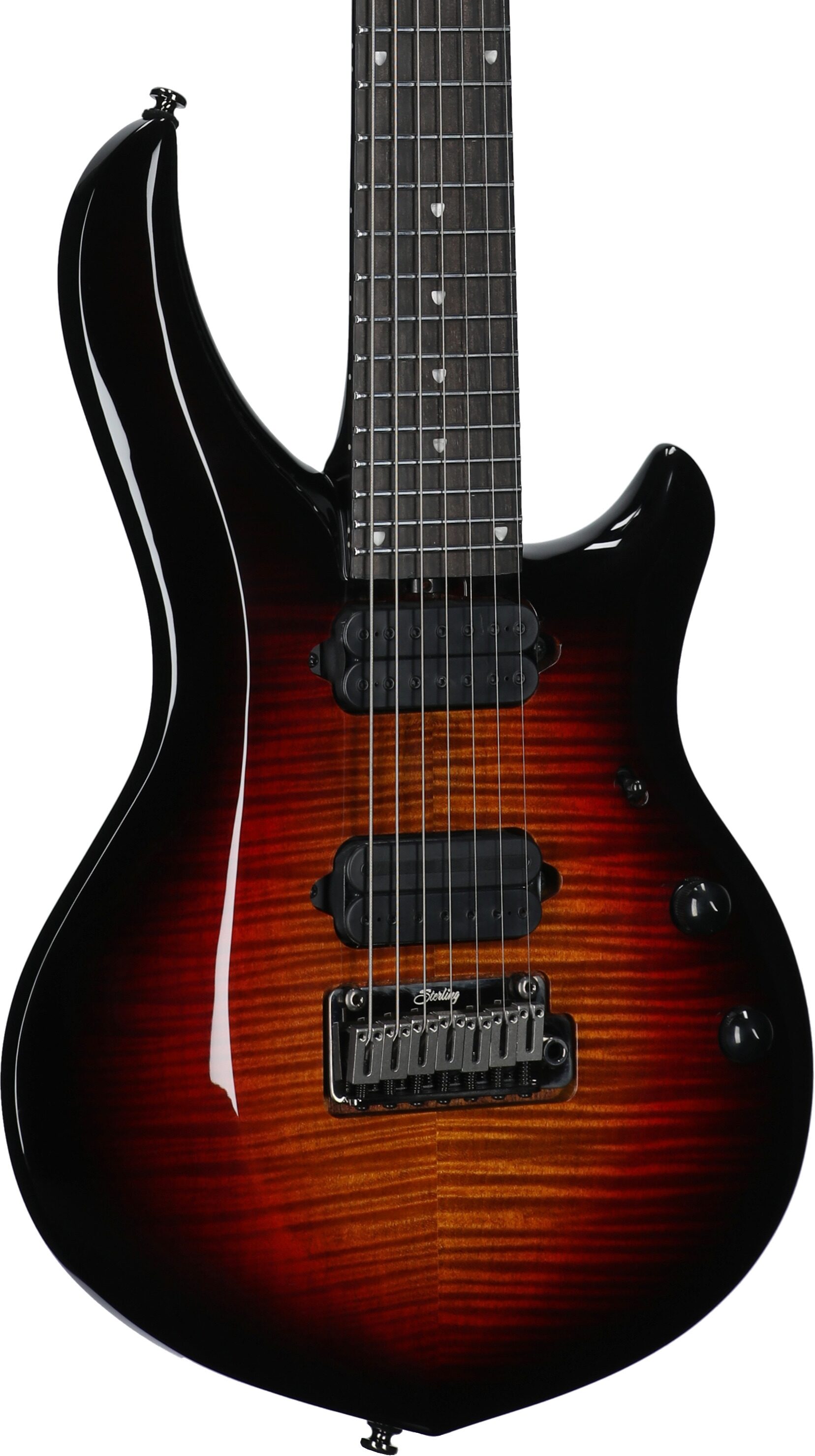 Sterling by Music Man MAJ270XFM Majesty 7 Electric Guitar, 7-String, Tiger Eye, Full Left Front