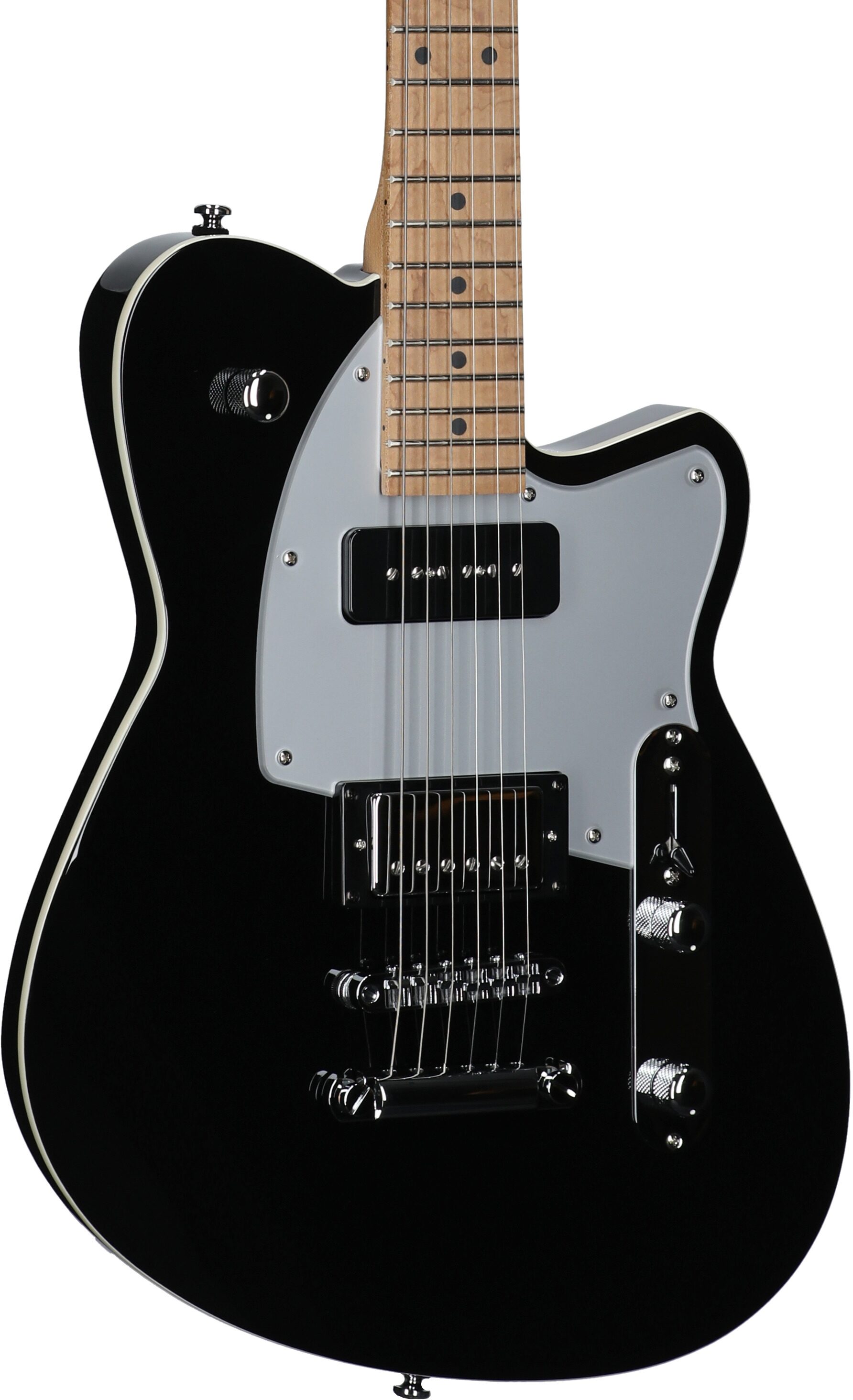 Reverend Double Agent OG Electric Guitar, Midnight Black, Full Left Front