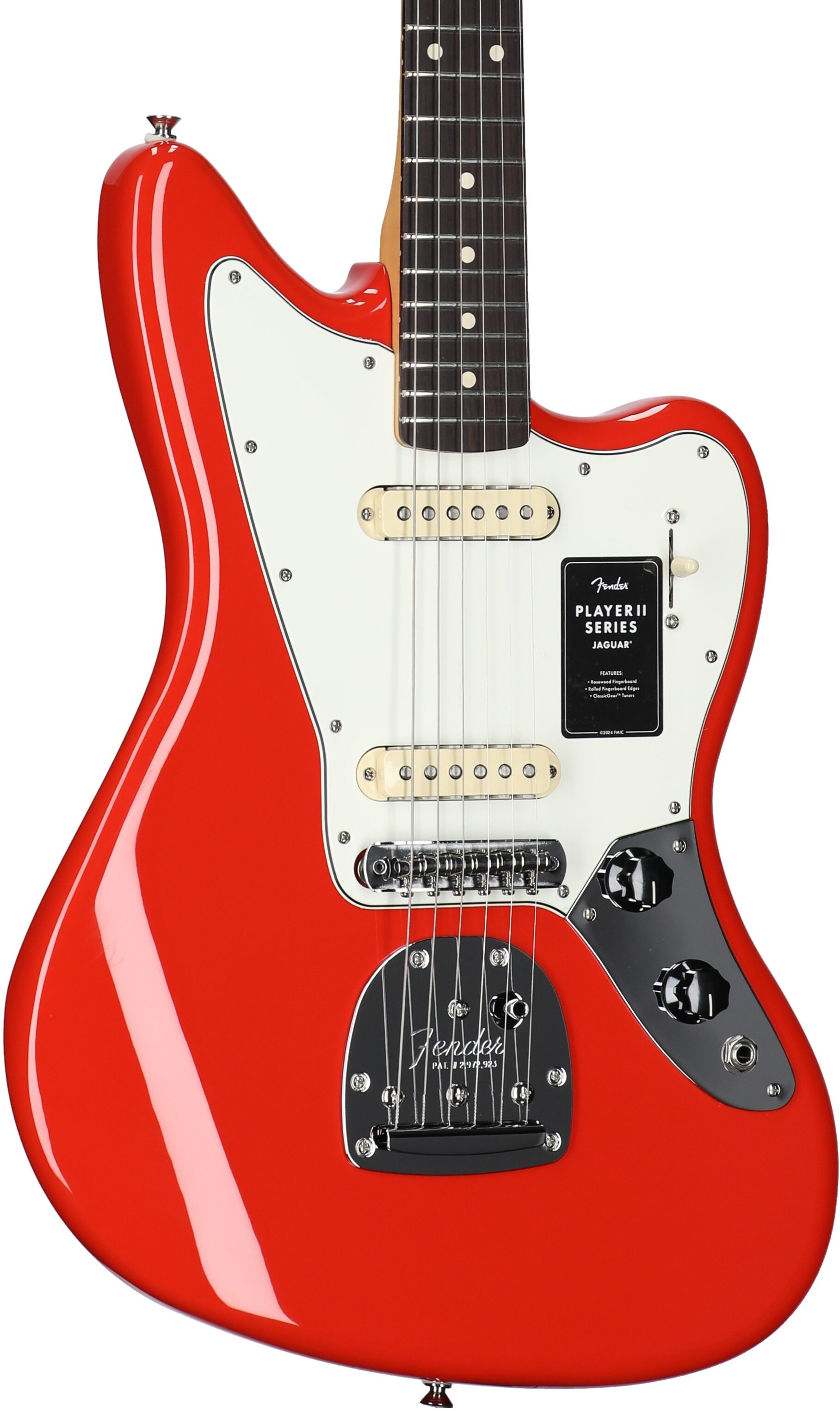 Fender Player II Jaguar Electric Guitar, with Rosewood Fingerboard, Coral Red, Full Left Front