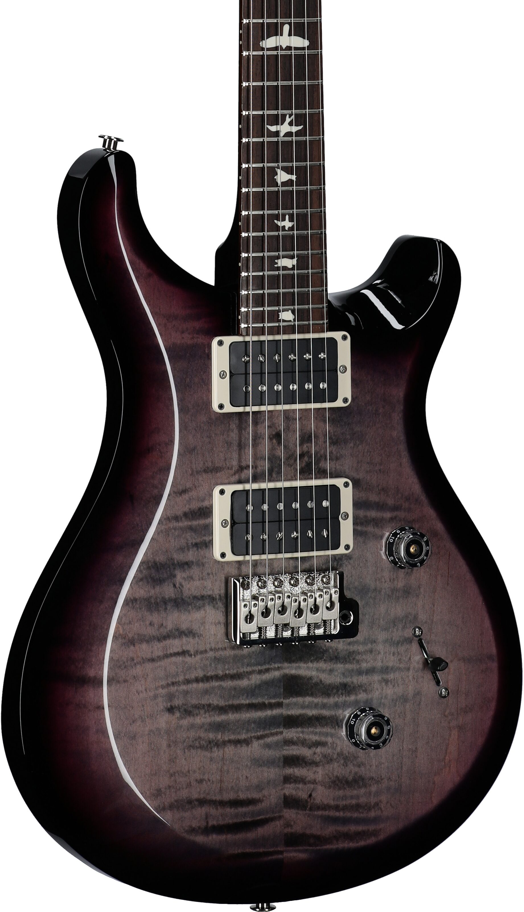 PRS Paul Reed Smith S2 Custom Color 24 Electric Guitar (with Gig Bag), Faded Gray Black Purple Smokeburst, Full Left Front