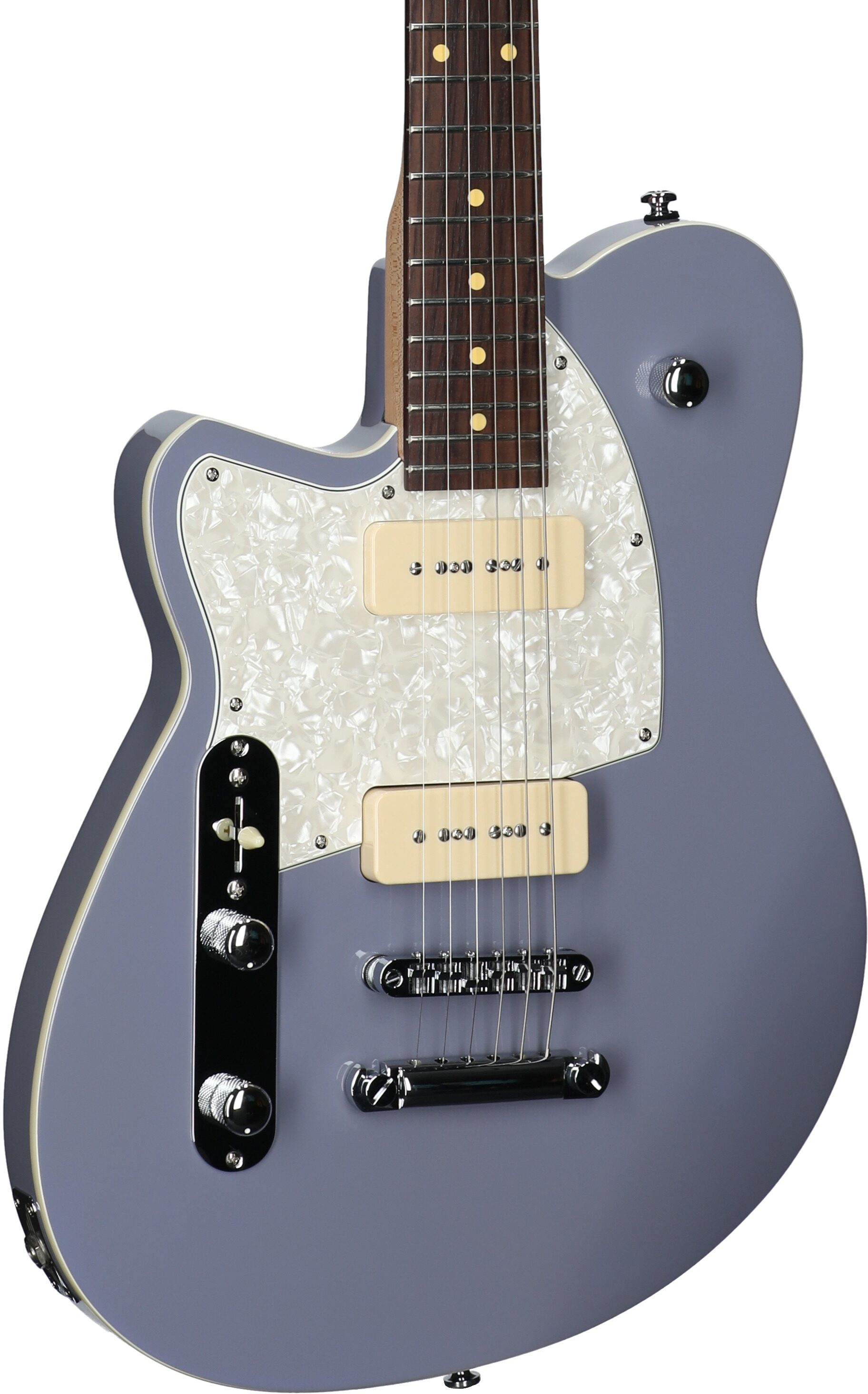 Reverend Charger 290 Electric Guitar, Left-Handed, Periwinkle, Full Left Front
