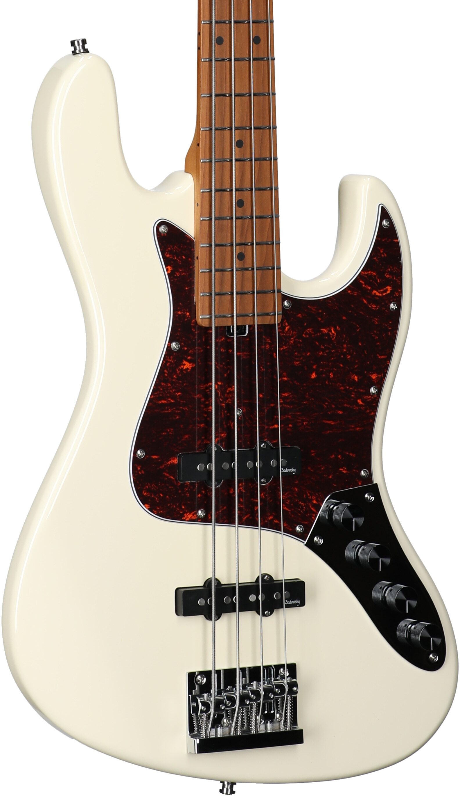 Sadowsky MetroExpress 21-Fret Vintage J/J Electric Bass, Maple Fingerboard, Olympic White, Full Left Front