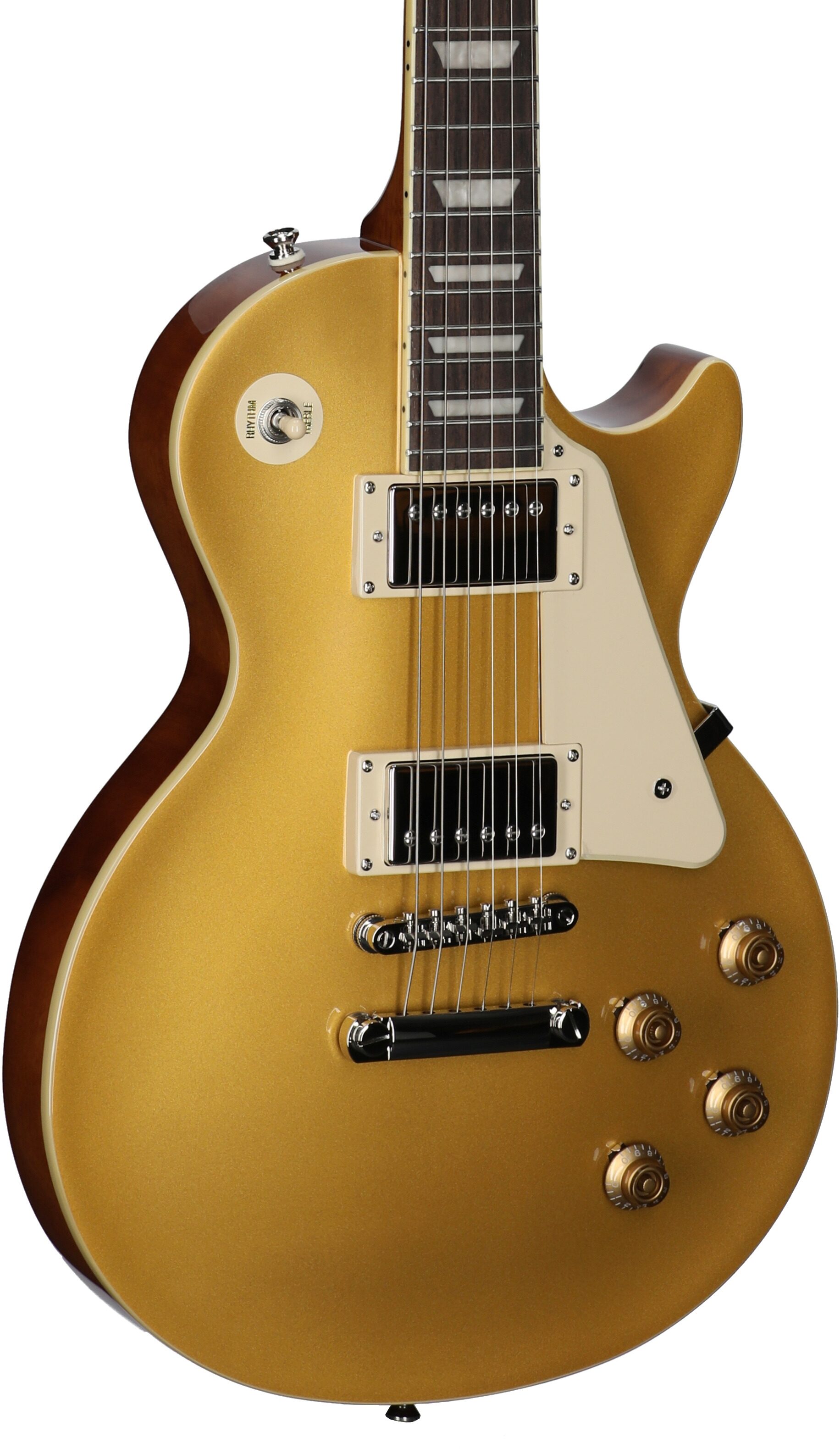 Epiphone Inspired by Gibson Les Paul Standard '50s Electric Guitar (with Gig Bag), Gold Top, Full Left Front