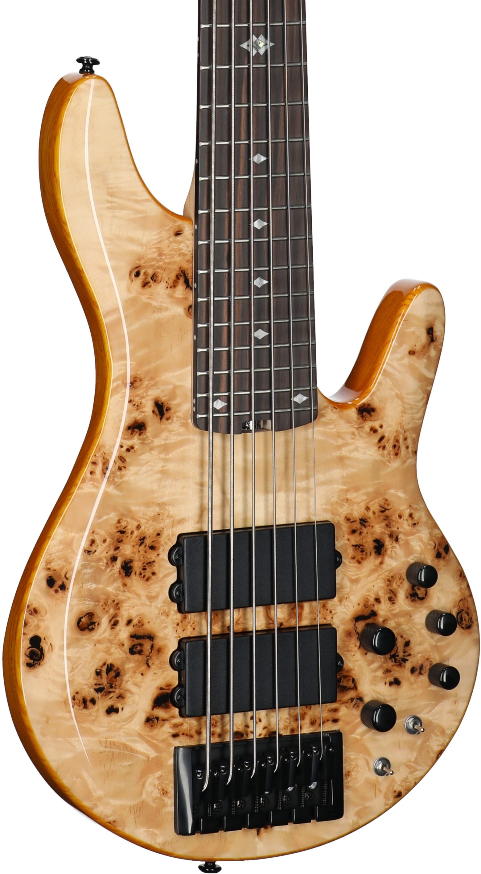 Michael Kelly Pinnacle 6 Electric Bass, 6-String, Natural Burl, Full Left Front