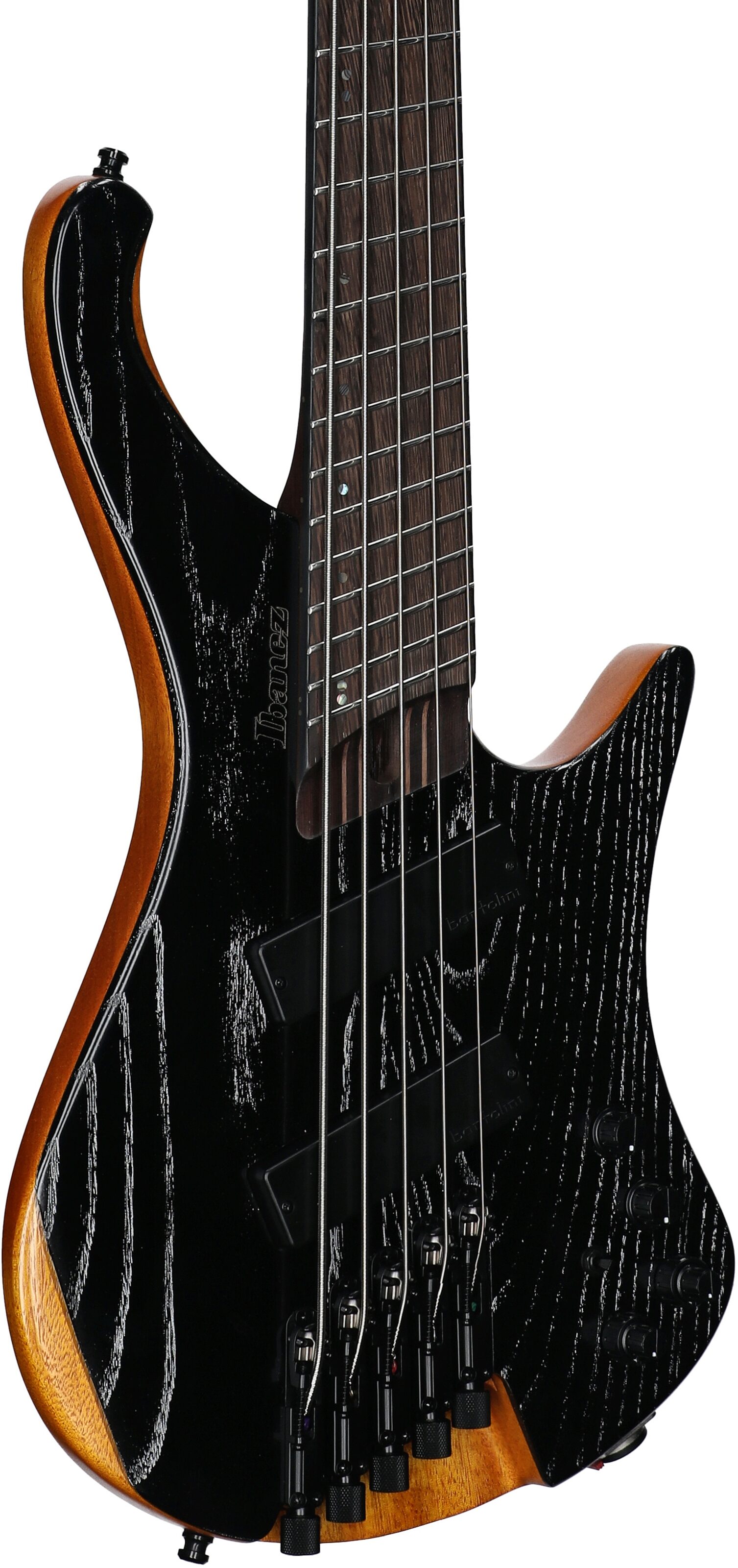 Ibanez EHB1135MS Multiscale Electric Bass (with Gig Bag), 5-String, Silver Wave Black, Full Left Front