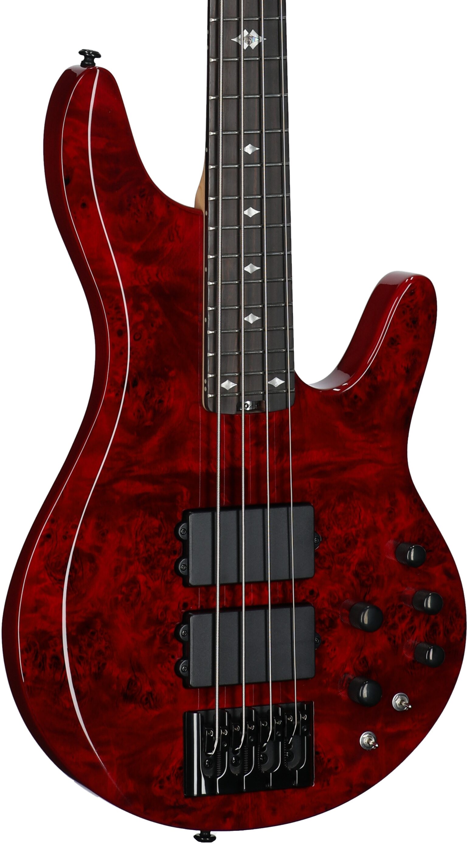 Michael Kelly Pinnacle 4 Electric Bass, Cherry Burl, Full Left Front