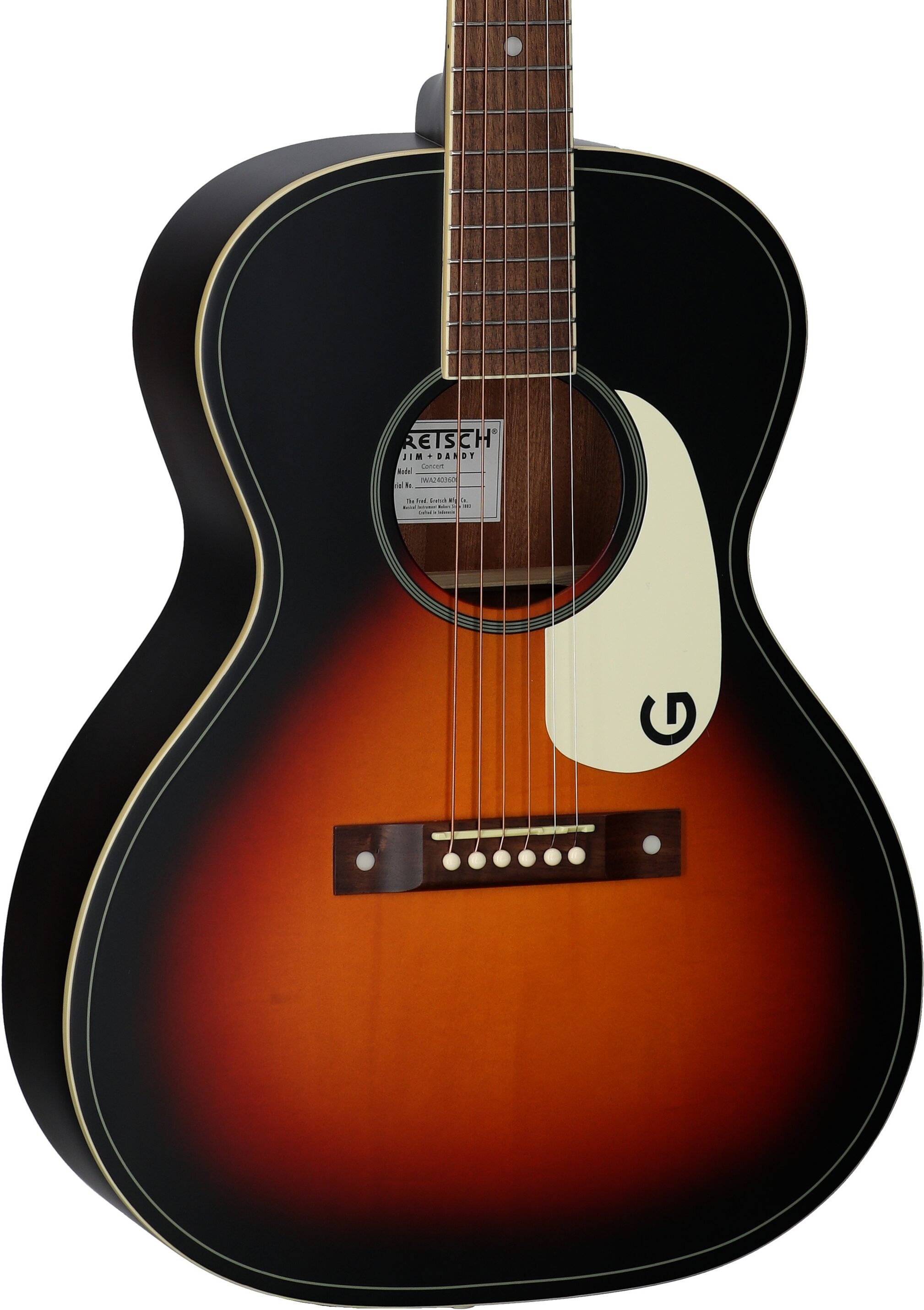 Gretsch Jim Dandy Concert Acoustic Guitar, Rex Burst, Full Left Front